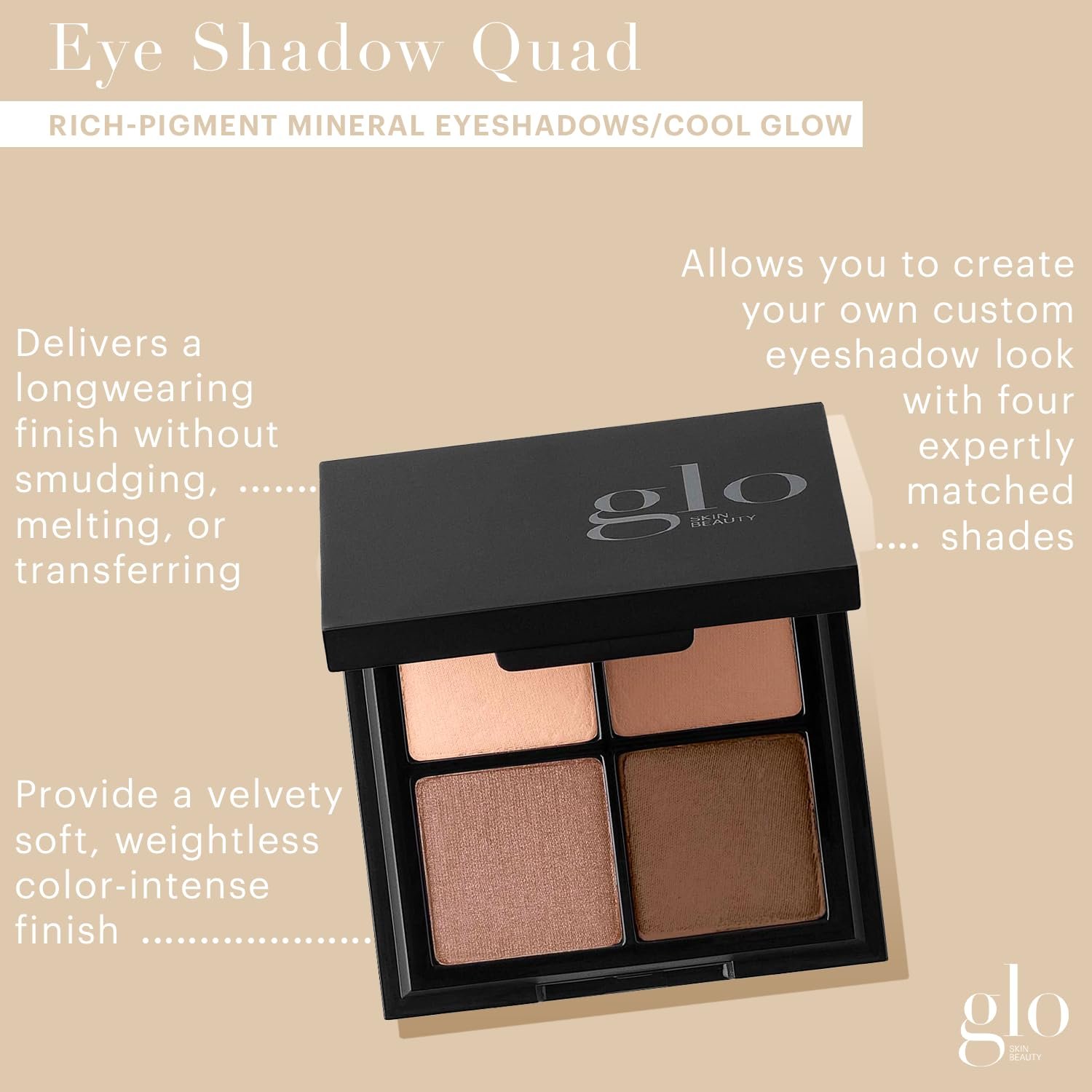 Glo Skin Beauty Eye Shadow Quad, Cool Glow Shimmer & Matte, 4 Shades - Image 2