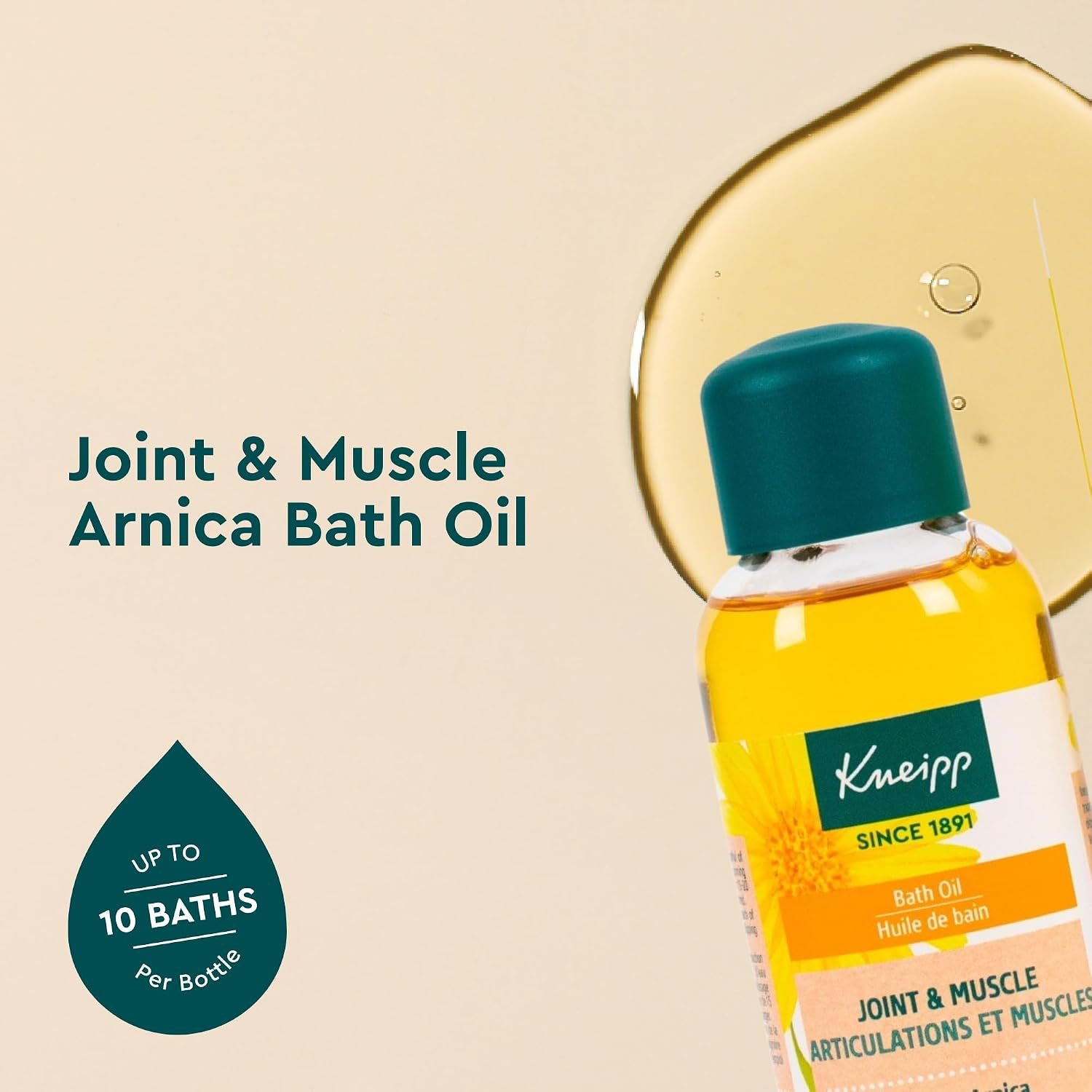 Kneipp Joint & Muscle Arnica Bath Oil - Good for Achy Joints & Post-Workout Recovery - Vegan - 3.38 fl oz - Up to 10 Baths - Image 2