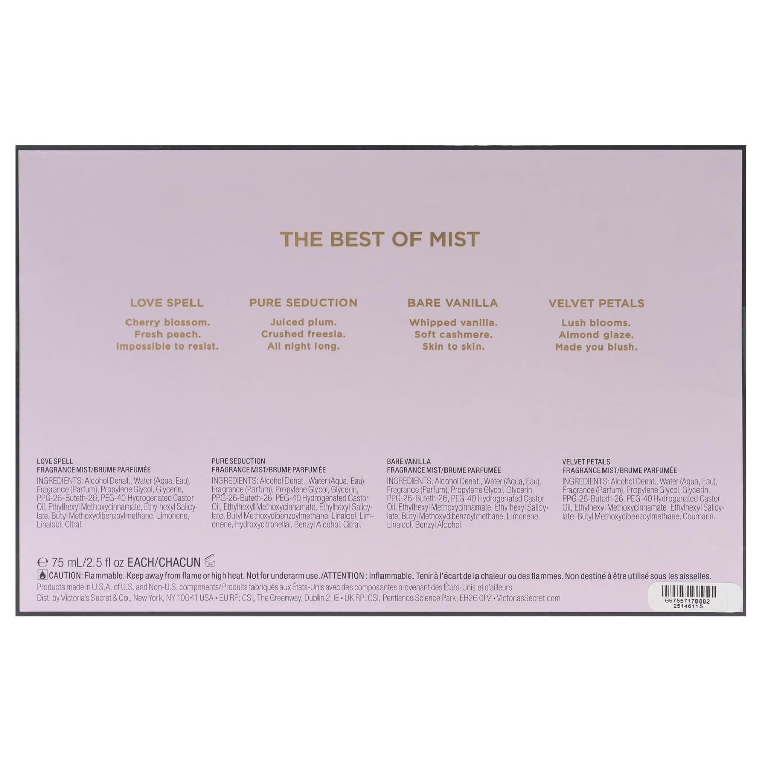 Victorias Secret The Best of Mist Set for Women - 4 Pc Gift Set with Love Spell & Pure Seduction Fragrance Mists - Image 7