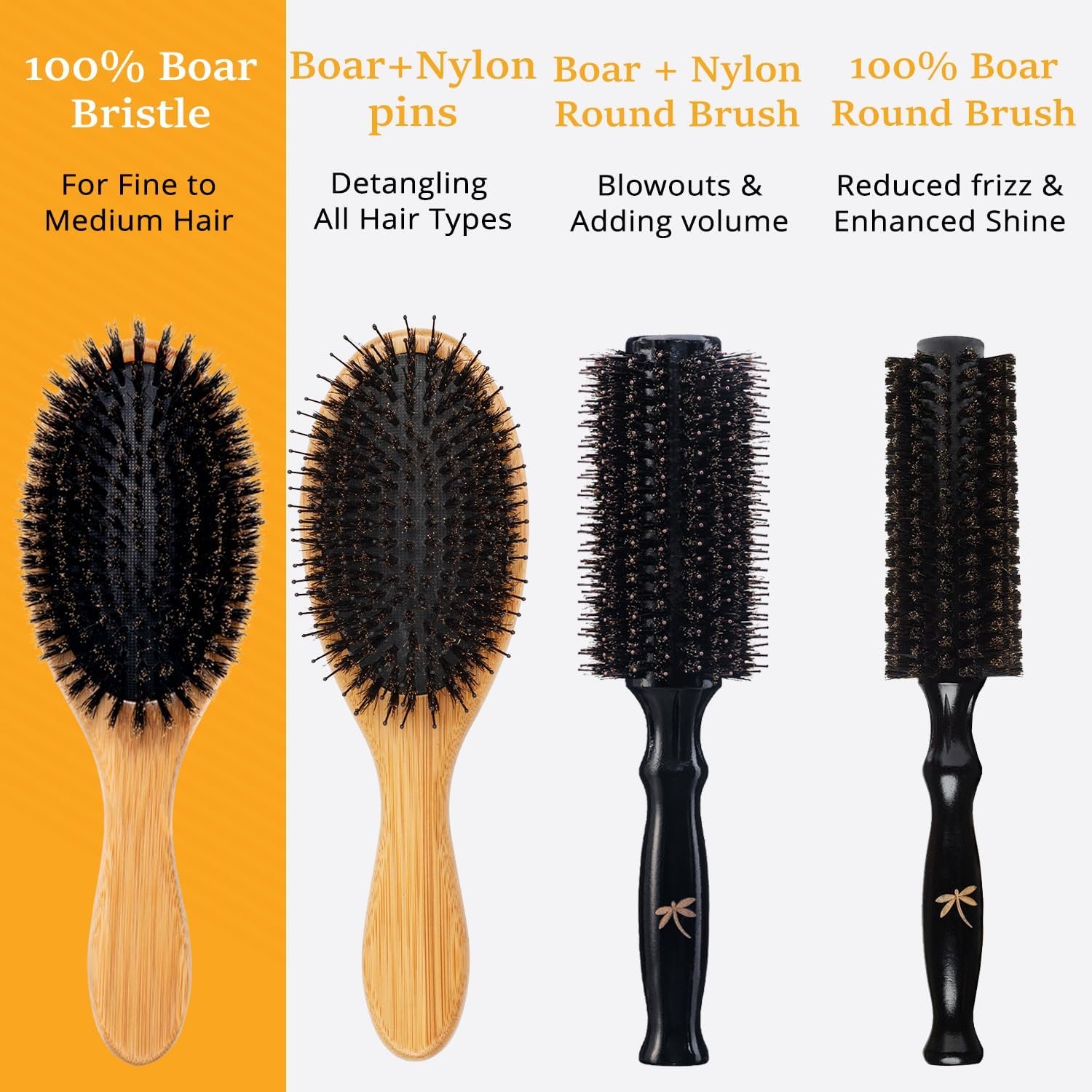 Belula 100% Boar Bristle Hair Brush Set, Medium, for Thin and Fine Hair | Soft bristles, wooden comb, travel bag, spa headband included, restores shine, distributes natural oils, boosts circulation - Image 5