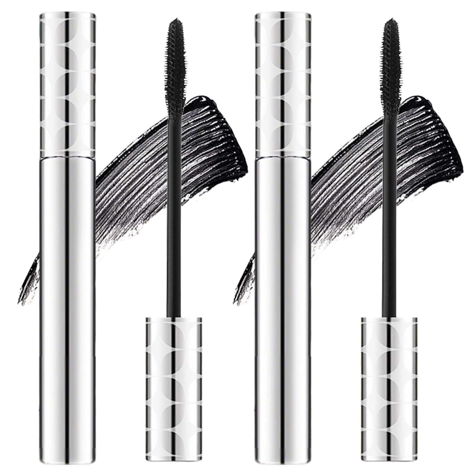 Growth Serum Mascara for Volume and Length (Black*2) | Waterproof Fiber Mascara for Older Women 60 Plus, 3D Curling Eyelash Long-lasting, Washable, Smudge Proof & No Flaking