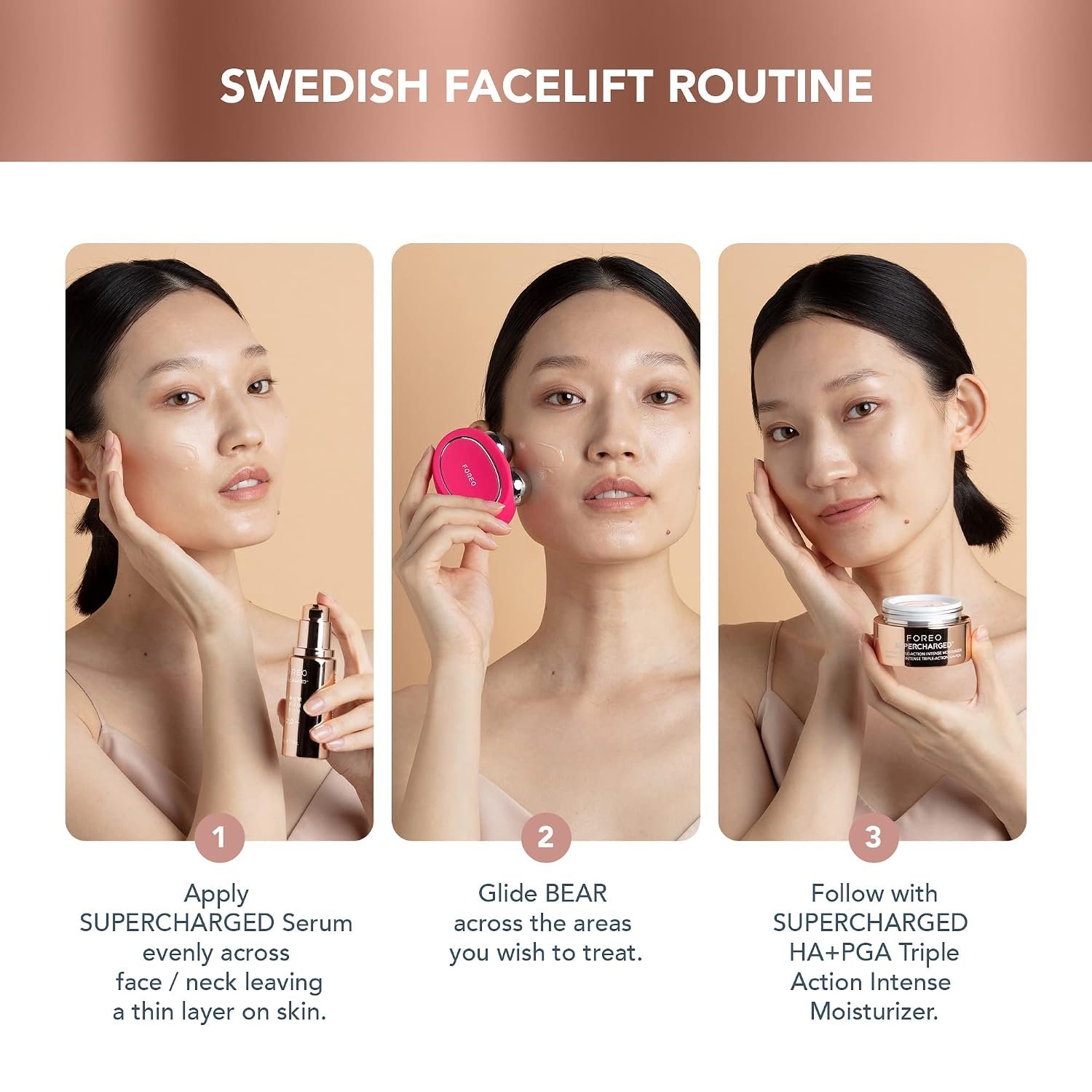 FOREO Age-Defying Bear Bundle - Bear Microcurrent Facial Device + 2 x Conductive Serum 1 fl.oz. - Anti Aging Face Massager - Skin Care Tools Set for an Instant Face Lift - Fuchsia | Microcurrent facial device, face massager, face lift, conductive serum, skin care tools, anti shock, FDA cleared - Image 2
