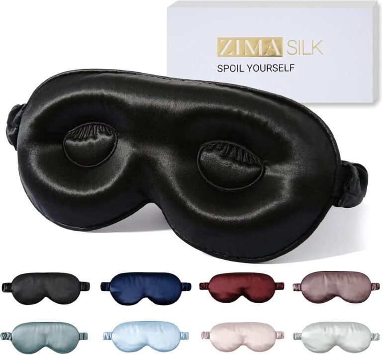 ZIMASILK Adjustable 22 Momme 100% Pure Mulberry Silk Sleep Mask | 3D Contoured Cup Eye Mask, Soft Breathable Blindfold for Women Men, Perfect Blocks Light for Sleeping (Black)