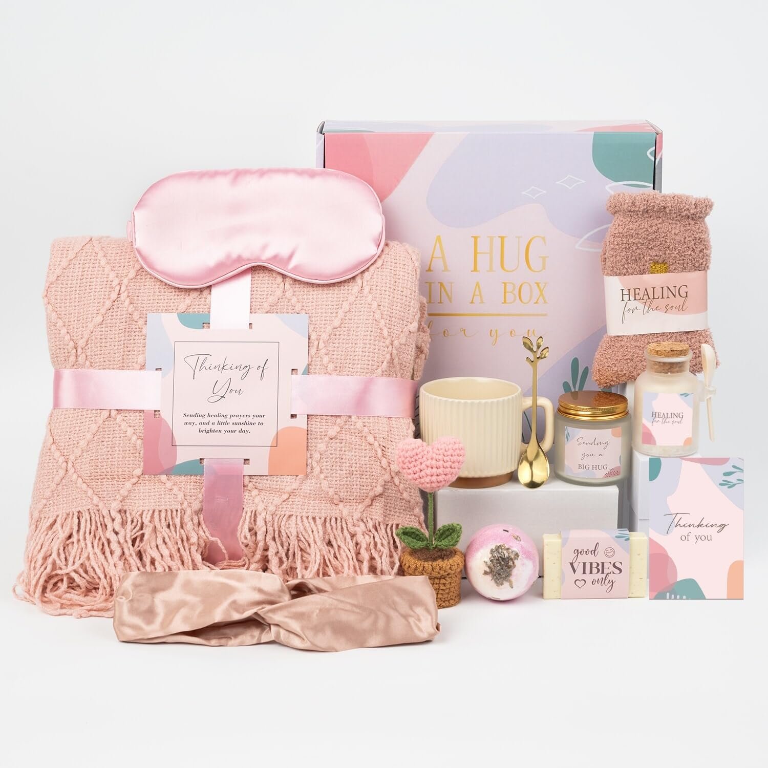Pink Birthday Care Package for Women Teen Girls, Get Well Gifts for Woman | Get Well Soon Spa Gift Baskets for Women, Womens Relaxation Self Care Thinking of You Gifts Box for Mom Sister Friends Her - Image 9
