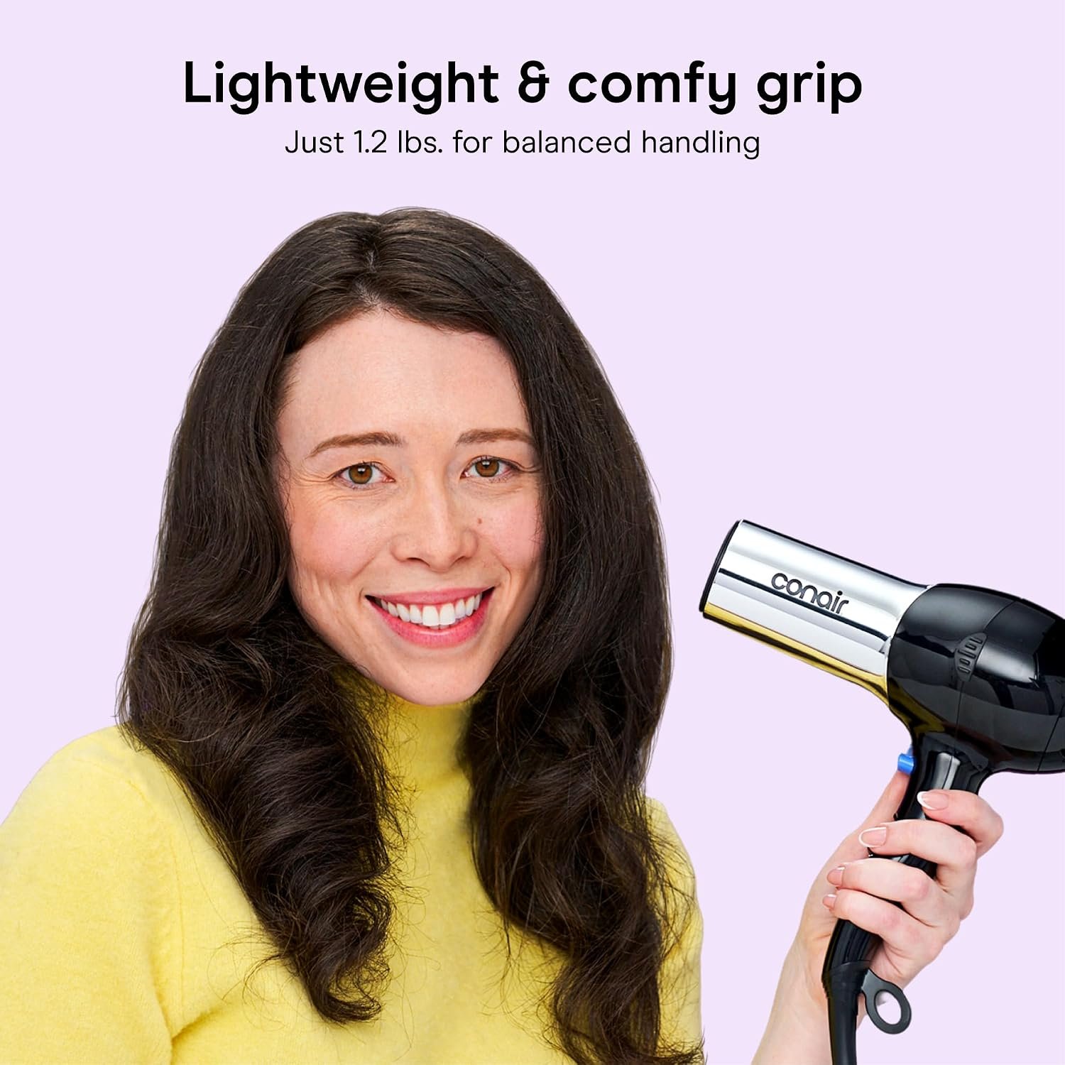 Conair Ionic Hair Dryer with Concentrator Attachment, 1875W, Full Size | Fast-drying blow dryer with various heat and speed settings and a lightweight design for effortless everyday styling - Image 5