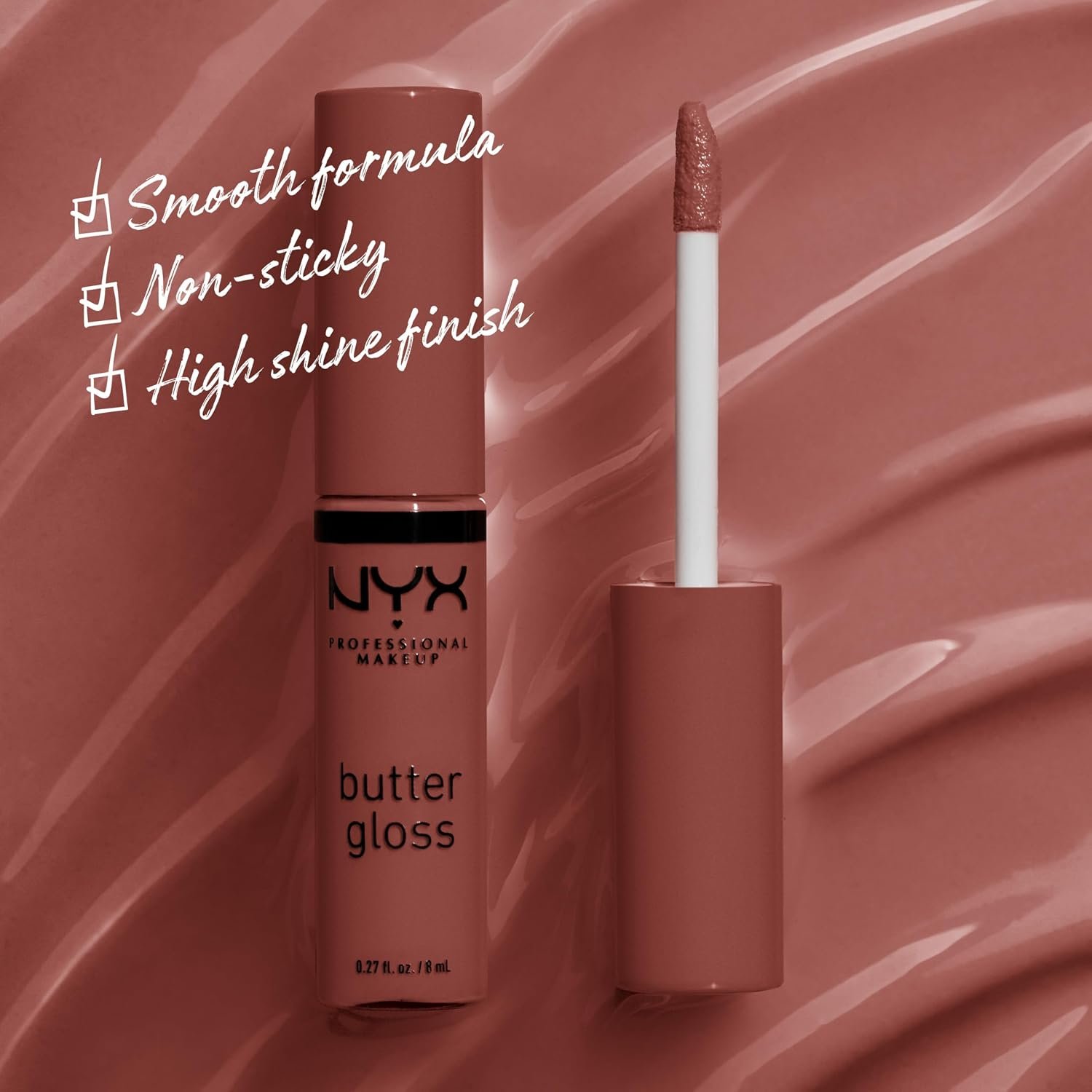 NYX PROFESSIONAL MAKEUP Butter Gloss, Non-Sticky Lip Gloss - Praline (Deep Nude) - Image 2
