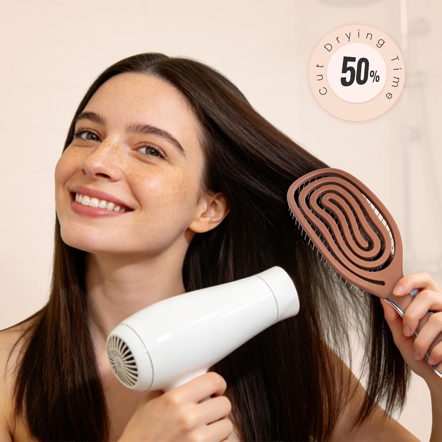 AIMIKE Spiral Hairbrush for Fine Hair, Wet Detangler Brush for Women & Kids | SpiraFlexi Detangling Brush, Wet Dry Detangler, For Women & Kids Fine Fragile Hair, Less Hair Breakage, Easy Clean Open Vent - Image 7
