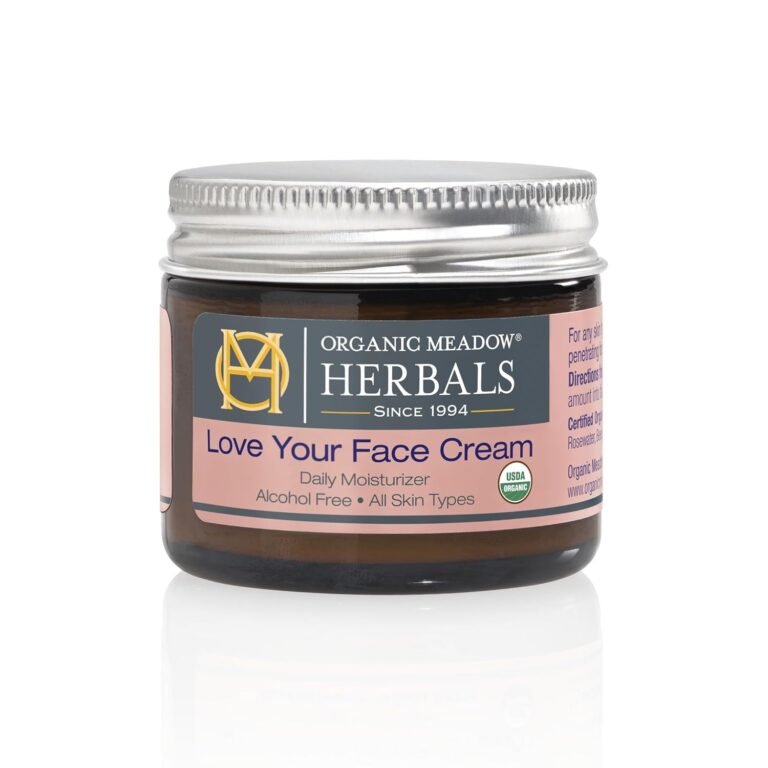 Organic Meadow Herbals Love Your Face Cream 2oz. USDA Certified Organic. Rich Facial Moisturizer for all skin types. Woman-owned & Operated Since 1994