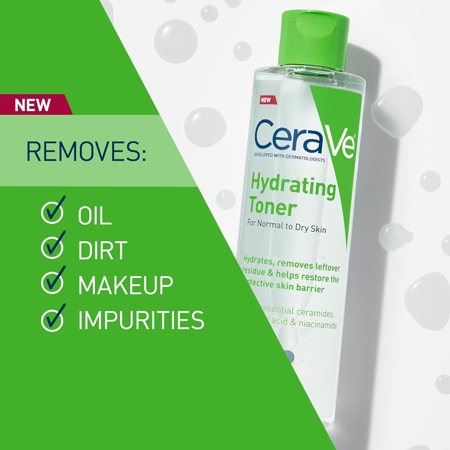 CeraVe Hydrating Toner for Face Non-Alcoholic with Hyaluronic Acid, Niacinamide, and Ceramides for Sensitive Dry Skin, Fragrance-Free Non Comedogenic, Full Size, 6.8 Fl Oz | Skin Care Formula with Ceramides Gently Softens and Hydrates Dry, Sensitive Skin, Non-Alcoholic, Fragrance-Free - Image 3