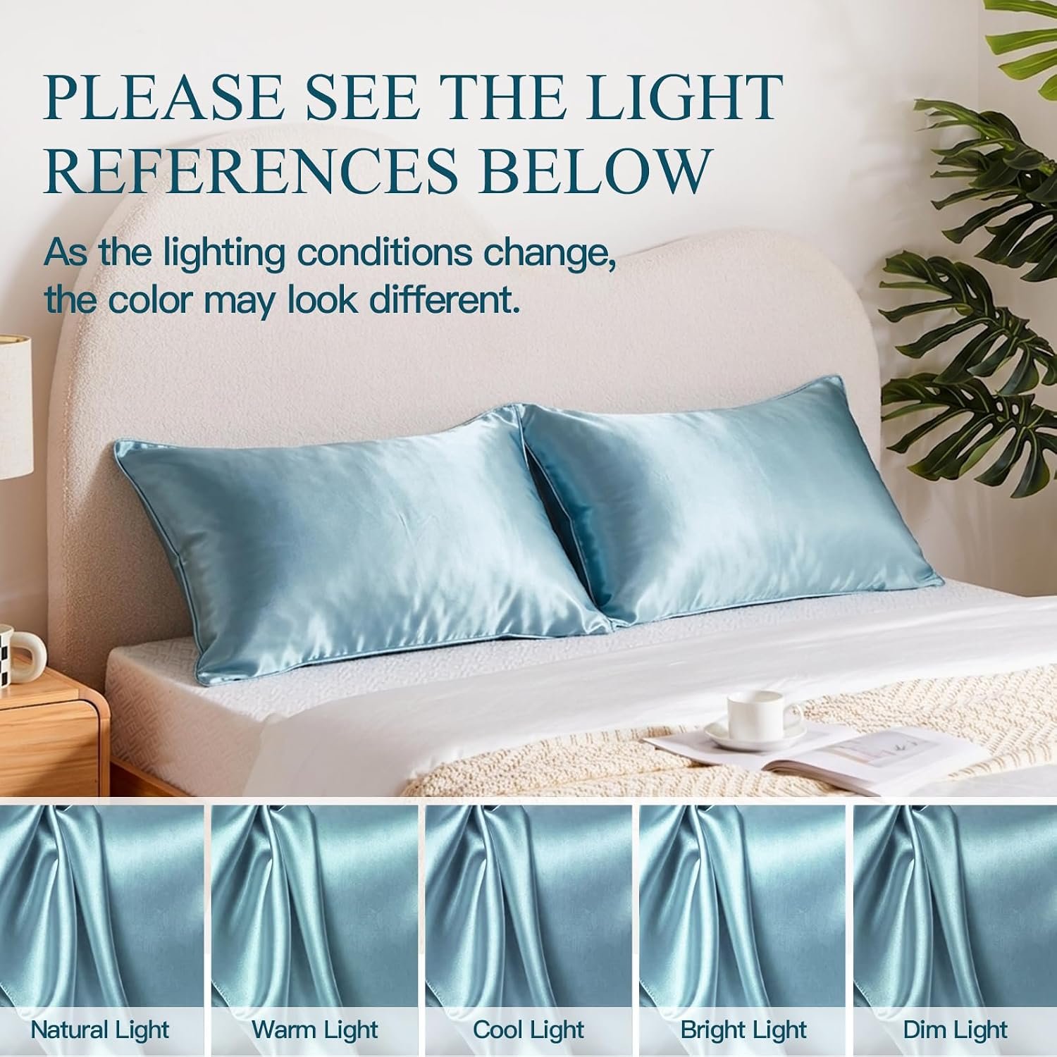 Mulberry Silk Pillow Cases for Hair and Skin, Standard, Blue Gray, 1 pc | fits 20x26 inches pillows, with Hidden Zipper, Cooling Pillowcovers for Hot Sleepers, Hypoallergenic, Smooth, Women Men Gift - Image 7