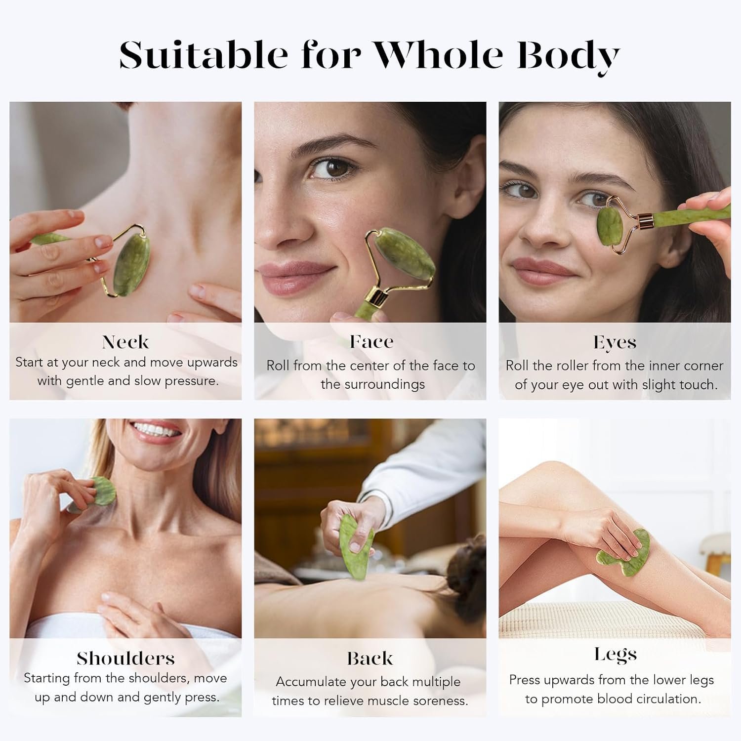 BAIMEI IcyMe Gua Sha & Jade Roller Set for Facial Sculpting and Relaxation | Cooling Face Roller & Guasha Tool for Face Lymphatic Drainage, Depuffing, Jawline Definition, Skin Care Gifts for Women–Green - Image 6