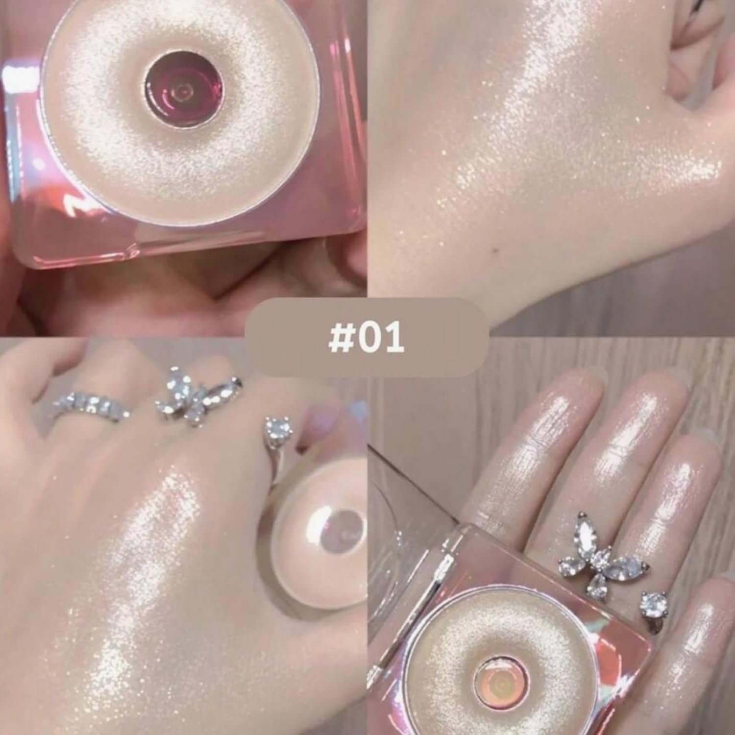 JUDYDOLL Starlight Highlighting Powder, Face Highlighter,Buildable Finishes from Natural to Sparkle, Photo-Ready Glow for All Skin Tones,Luminous & Translucent (01 Greamy Glow) - Image 3