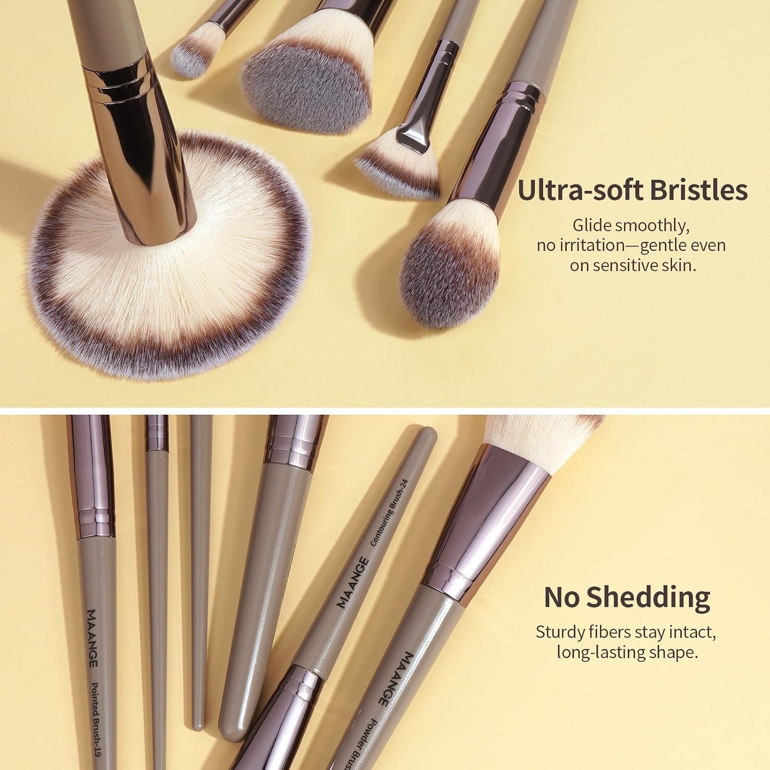 MAANGE Makeup Brush Set 51 PCS Professional Makeup Brushes Soft Foundation Powder Eyeliner Eye Shadow Makeup Brushes Set Travel Make up Brush Kit (Champagne) - Image 6
