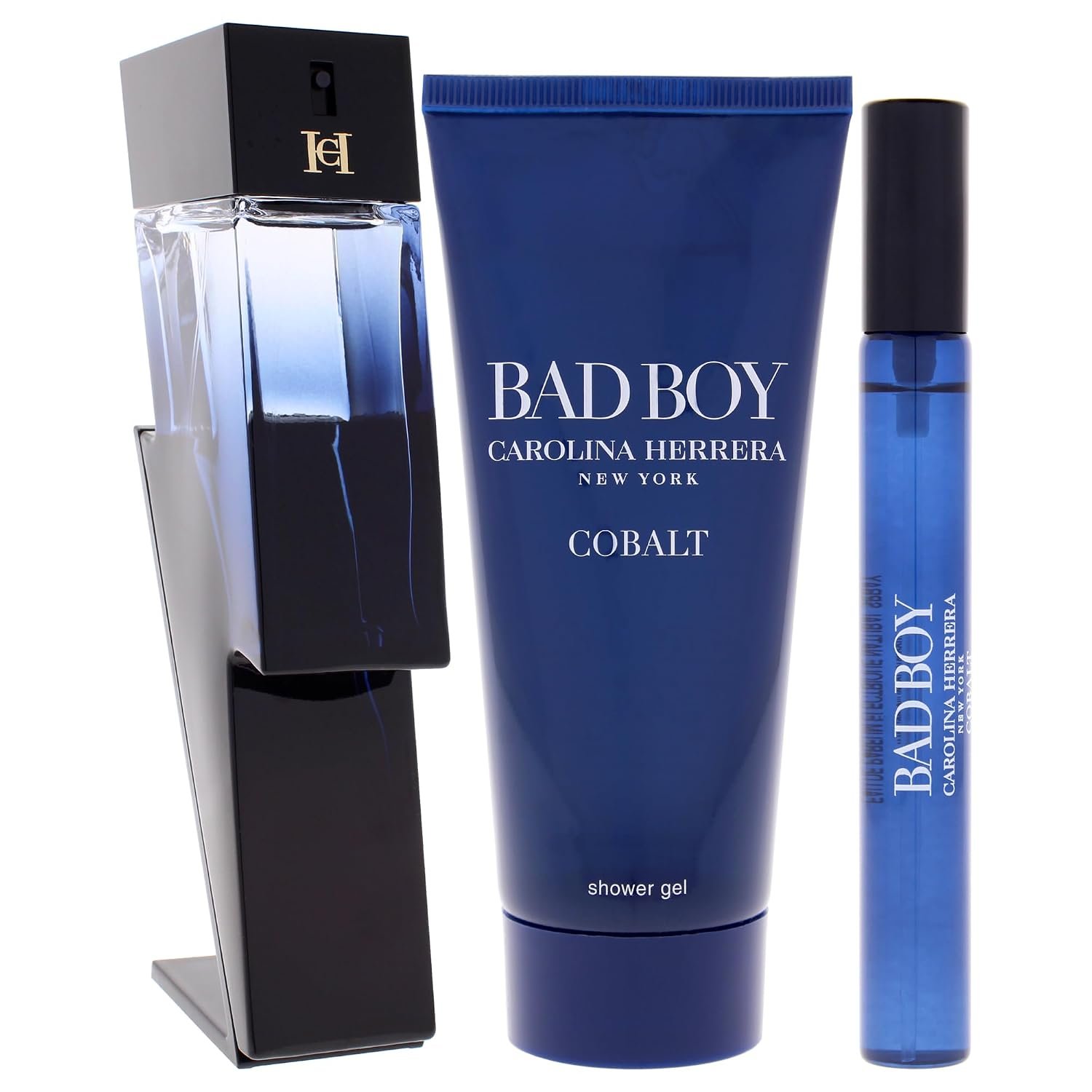 Carolina Herrera Bad Boy Cobalt 3-Piece Gift Set for Men, (Eau De Parfum 3.4 oz + Shower Gel 3.4 oz + Travel Spray 0.34 oz) – Limited Edition - Image 2