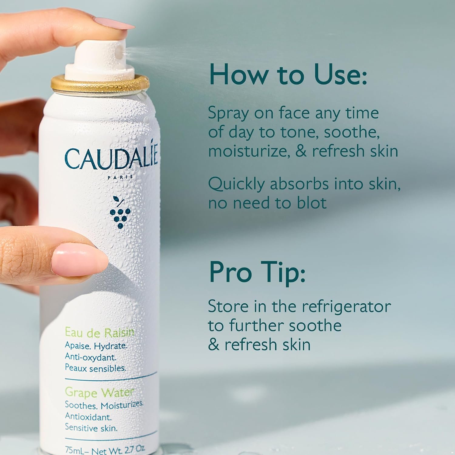 Caudalie Grape Water Moisturizing Face Mist - Image 5