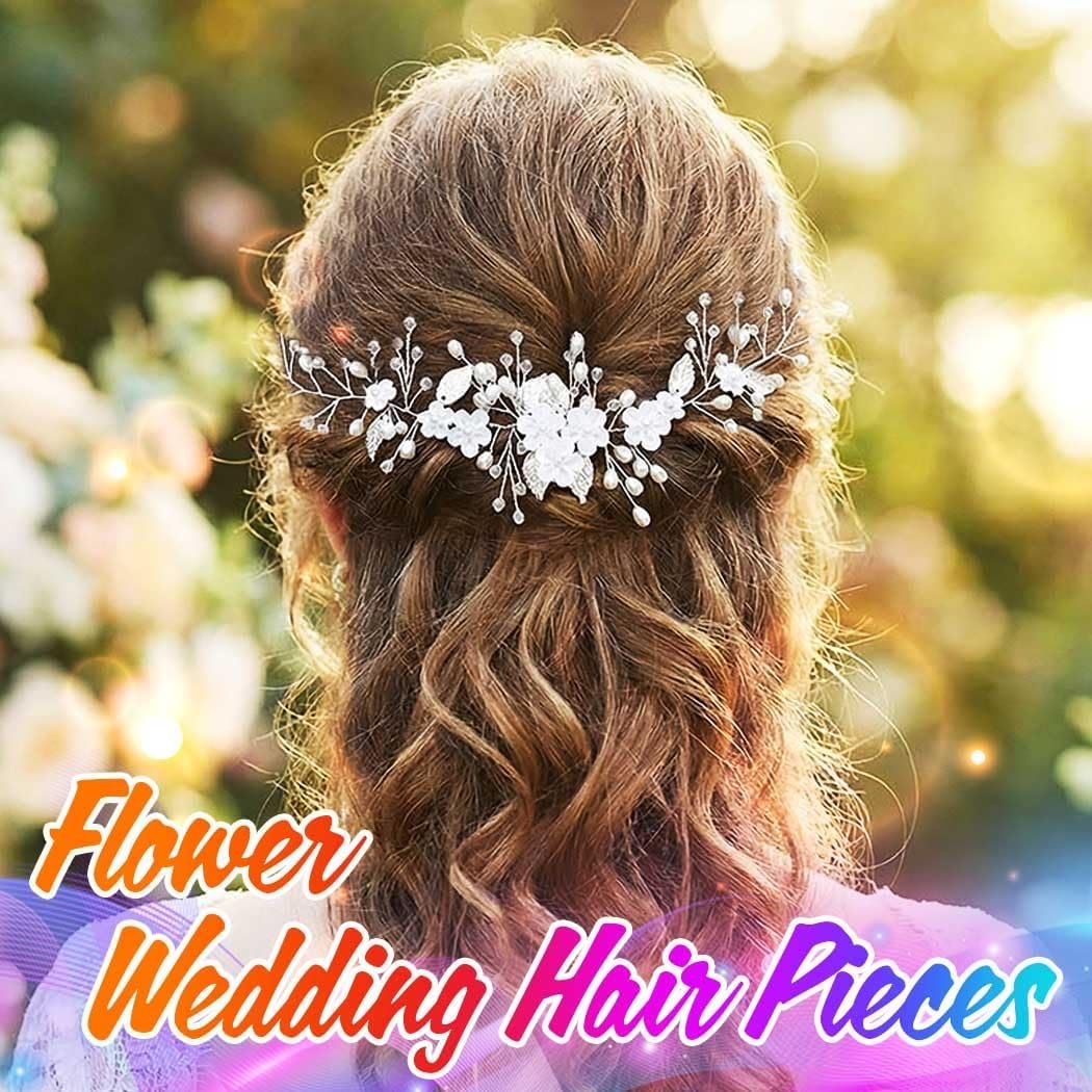 Unicra Flower Hair Vine Pearl Bridal Headpieces Wedding Hair Pieces Silver Prom Hair Accessories for Brides and Women (12.5 Inches) - Image 4