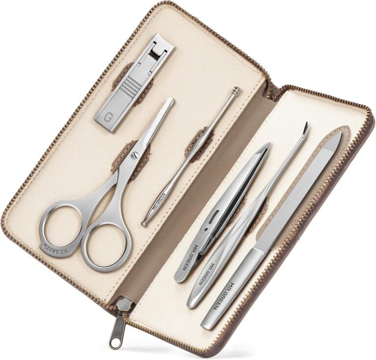 MR.GREEN Portable Luxury Manicure Sets Stainless Steel Pedicure Kits with Full-Grain Cowhide Leather Cover Personal Care Tools Set
