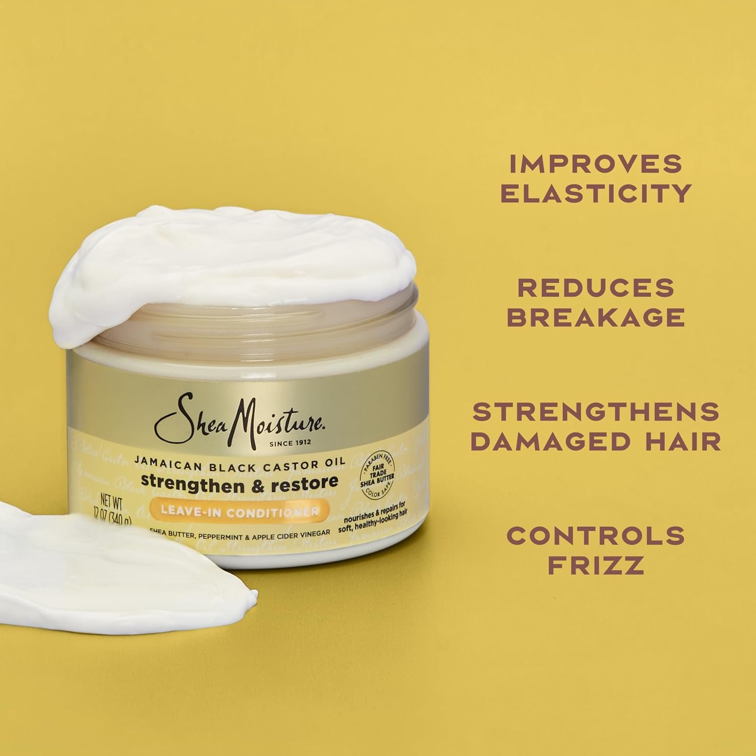 Shea Moisture Jamaican Black Castor Oil Strengthen & Restore Leave-In Conditioner, 11 Ounce | For damaged hair - softens, detangles and helps reduce breakage with Jamaican Black Castor Oil. - Image 4