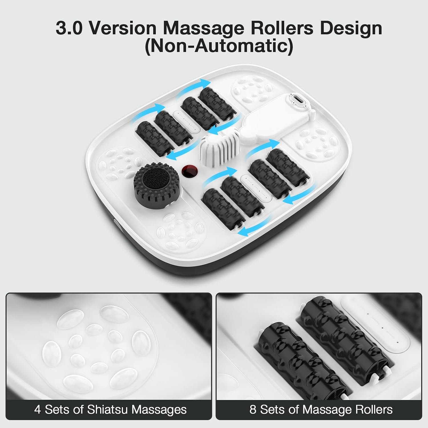 HOSPAN Collapsible Foot Spa, Foot Bath Massager with Heat, Bubble & Massage | 8 Shiatsu Rollers, 95°F-118°F Temp Control, Red Light, Handle, Space-Saving Collapsible Design, for Stress Relief - Image 2