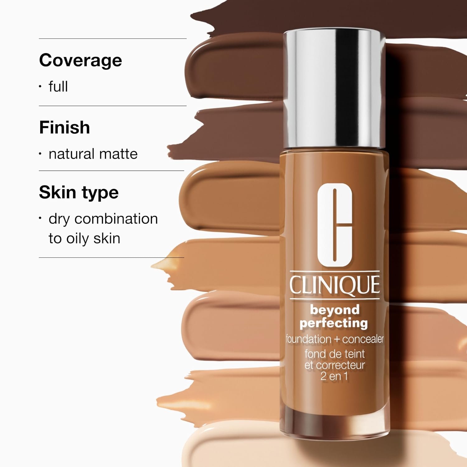 Clinique Beyond Perfecting Lightweight Liquid Foundation + Concealer For Dry Combination to Oily Skin Types | Full Coverage + Natural Matte Finish - Image 5