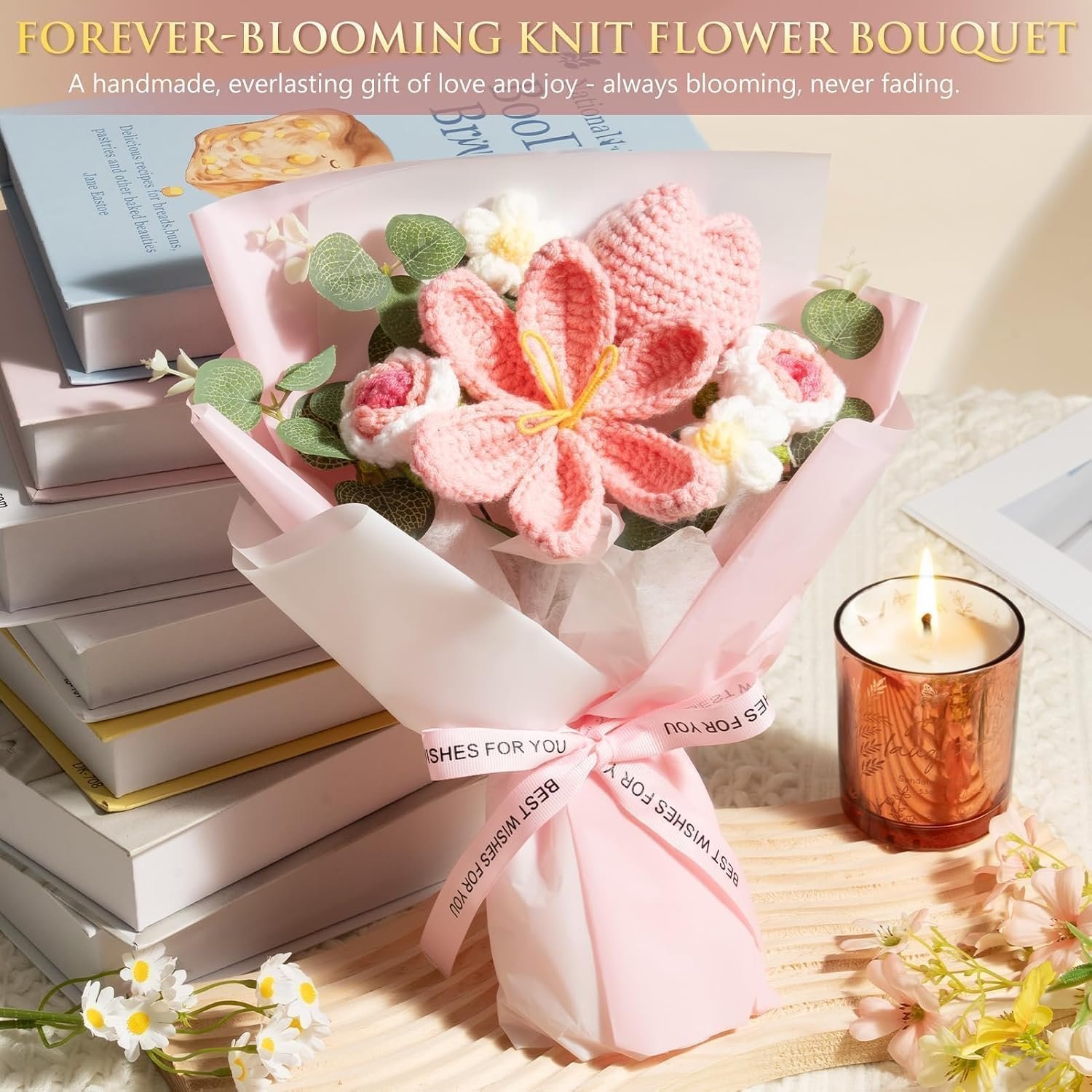 Birthday Gifts for Women, Spa Self Care Package Get Well Soon Gift Baskets | Sympathy Gift Set w/ Crochet Flower Bouquet, Christmas Thinking of You Gifts Basket for Women Mom Her Best Friend Sister Wife - Image 5