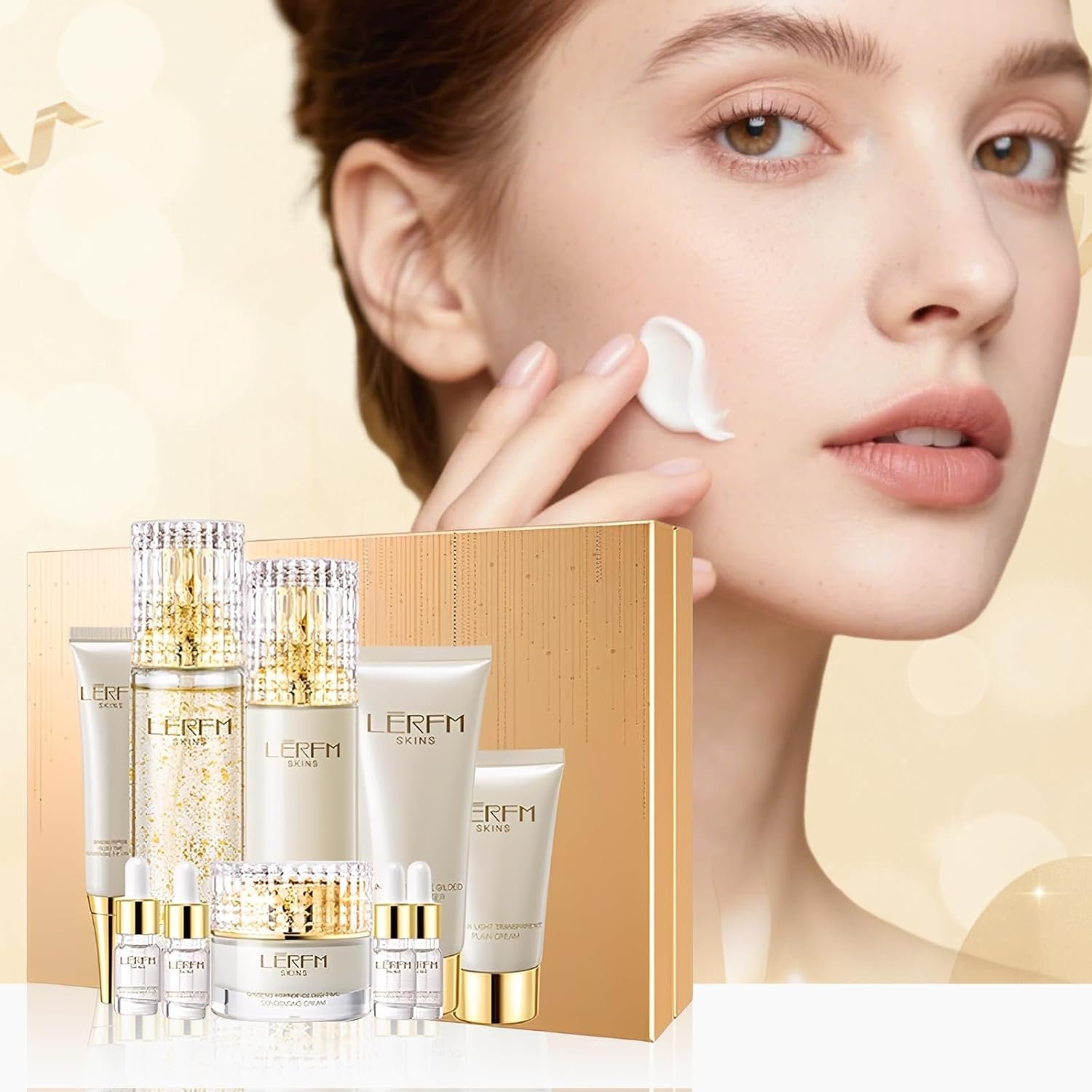 Anti Aging Skin Care Set - 10pcs - Face Skincare Kit with Collagen - Hydrating & Firming Skin, Include Toner, Serum, Lotion, Eye Cream, Face Cream, Korean -style Skincare Gift Sets for Women - Image 3