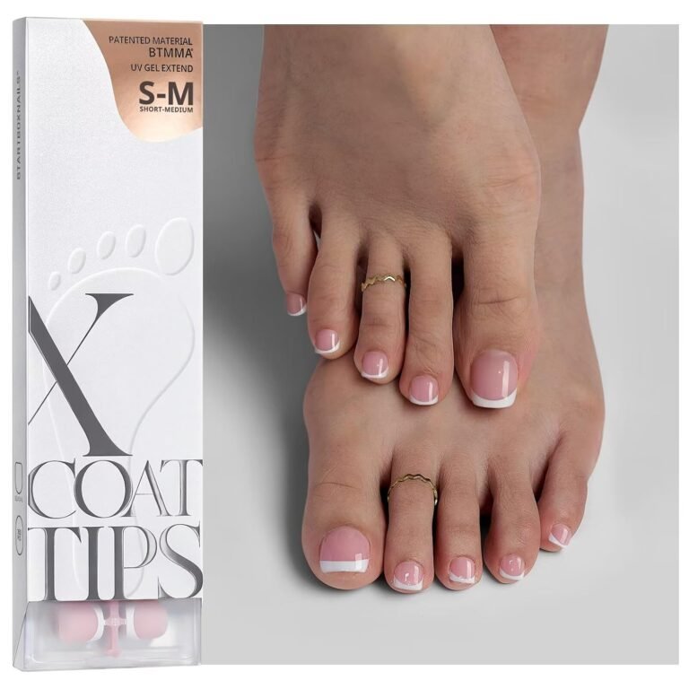 BTArtboxnails XCOATTIPS French Tip Press On Toenails, S-M Squoval, Pink | Lamp-Curable 4-Week Wear, Salon Quality Value at Home, Natural Nail Look, Easy-to-Apply, 160ct Nail Tips Only