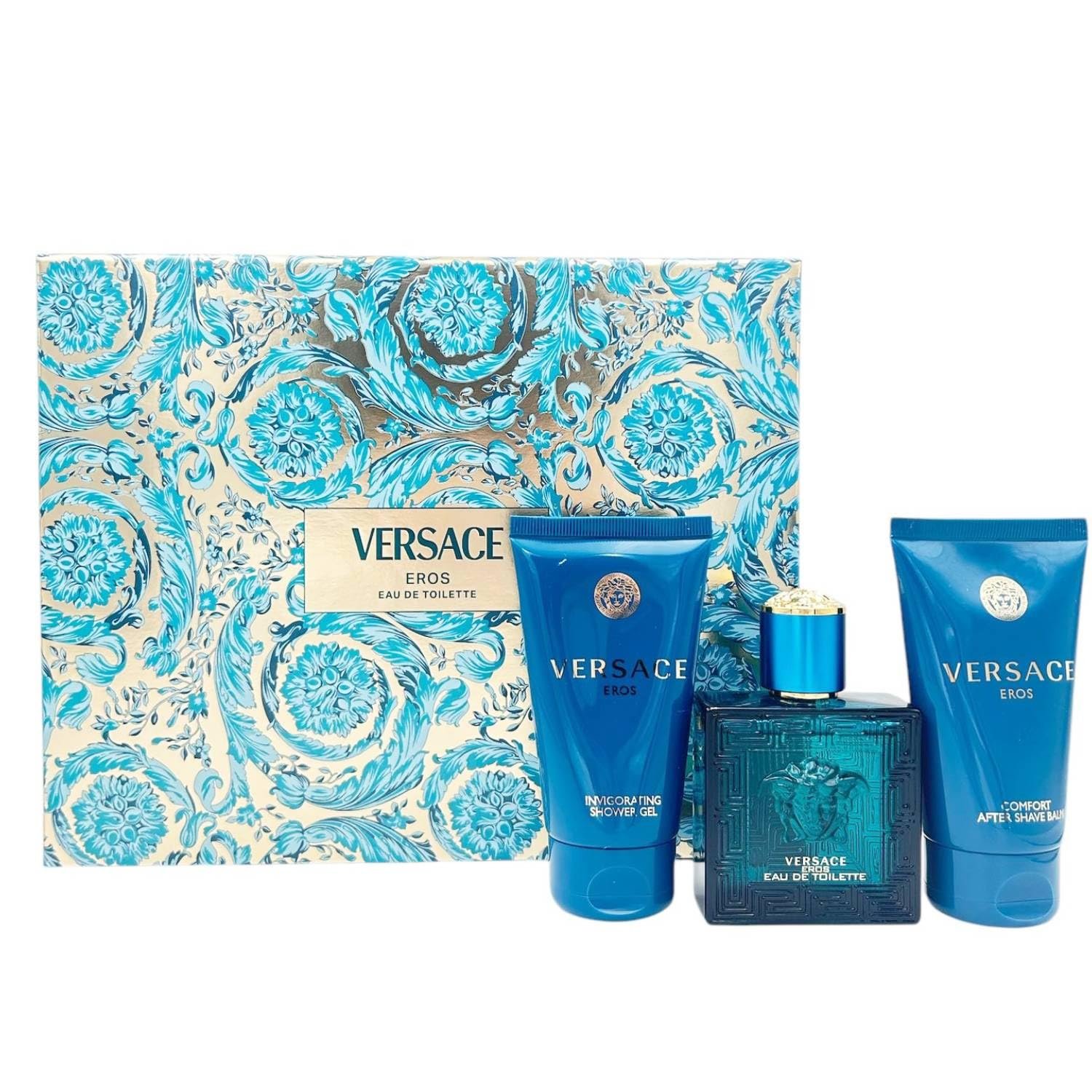 Versace Eros 3-Piece Gift Set for Men, 1.7 Oz EDT, 1.7 Oz Shower Gel and 1.7 Oz After Shave Balm