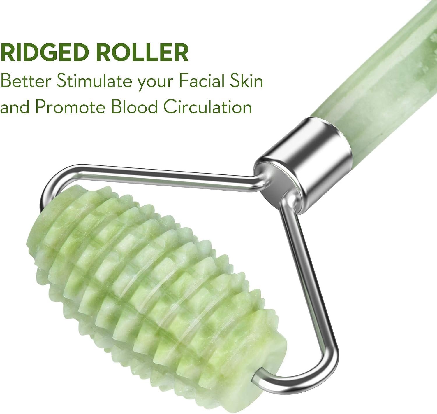 kimkoo Jade Roller and Gua Sha for Face-3 in 1 Kit with Facial Massager Tool,100% Real Natural Jade Stone Anti Aging,Face Beauty Set for Eye Anti-Wrinkle - Image 5