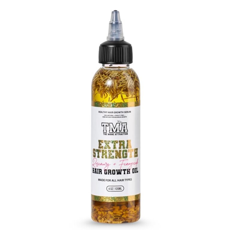 The Mane Attraction Extra-Strength Herbal Hair Growth Oil, 4 Fl Oz | Rosemary & Fenugreek Blend, Castor & Vitamin E Infusion, Scalp-nourishing for All Hair Types