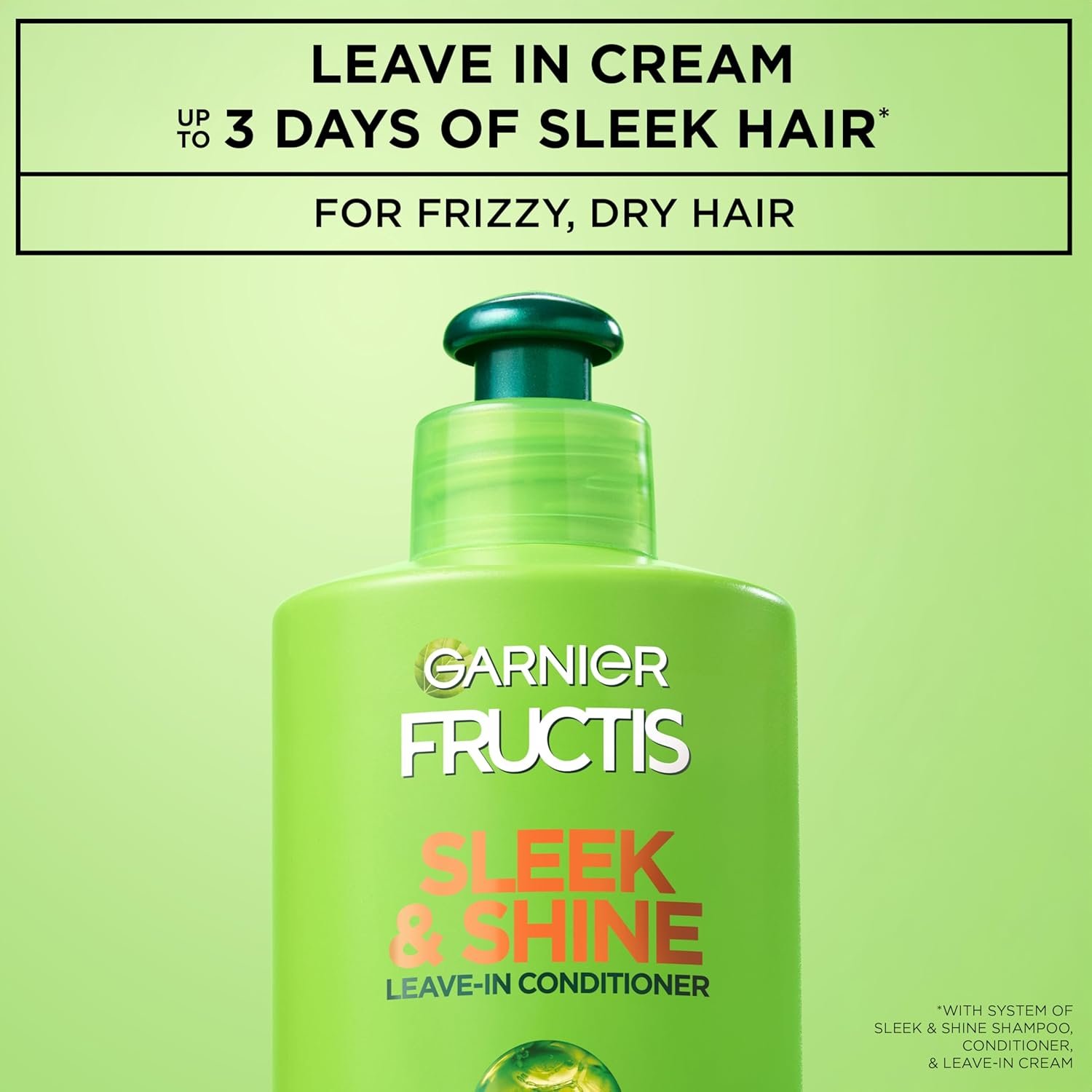 Garnier Fructis Sleek & Shine Leave-In Conditioner Cream, Anti-Frizz Hair Treatment with Plant Keratin + Argan Oil, Controls Frizz and Provides Smoothness For Frizzy, Dry Hair, 10.2 Fl Oz (Pack of 2) - Image 2