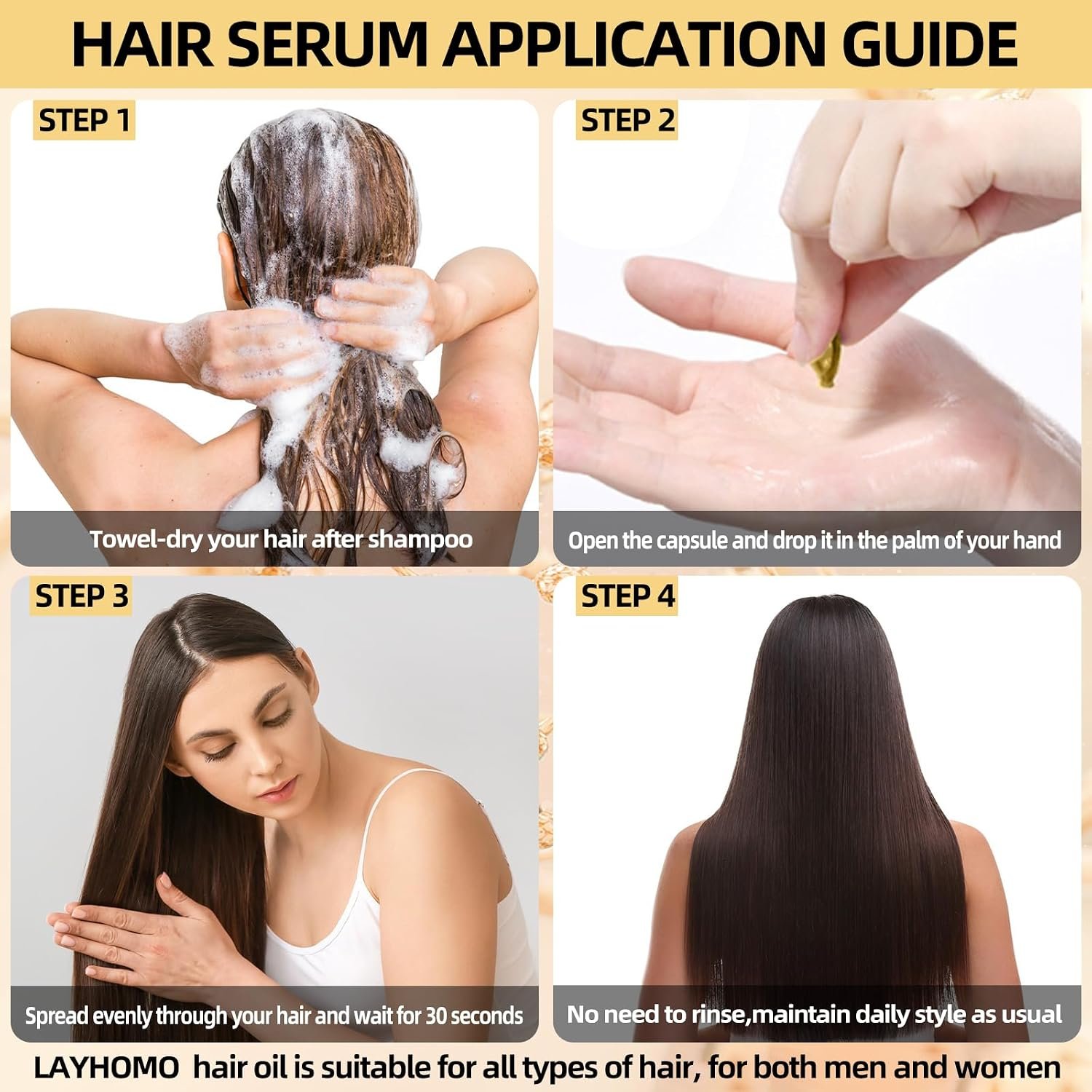 Keratin Hair Treatment Serum,Hair Serum Treatment for Dry Damaged Hair,Hair Oil Capsules with Keratin,Argan Oil-Leave-in Anti Frizz Conditioner with Vitamins A, C, E & B5- No Rinse for All Hair Types - Image 7