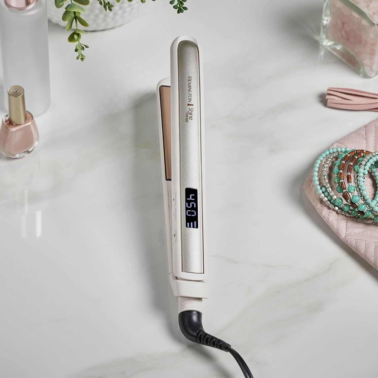 Remington Shine Therapy 1 Inch Hair Straightener, Argan Oil & Keratin | Keratin ceramic plates deliver smooth results; this flat iron reduces frizz for ideal hair styling. - Image 13