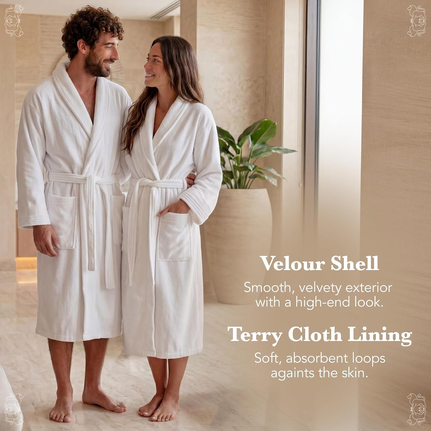 MONARCH Cotton Terry Velour Bath Robe Self-Tie Belt for Men or Women | Absorbent Inside, Smooth Outside, Generously Sized Hotel-Grade Robe, Dual Patch Pockets, Dryer-Safe, Machine Washable - Image 5