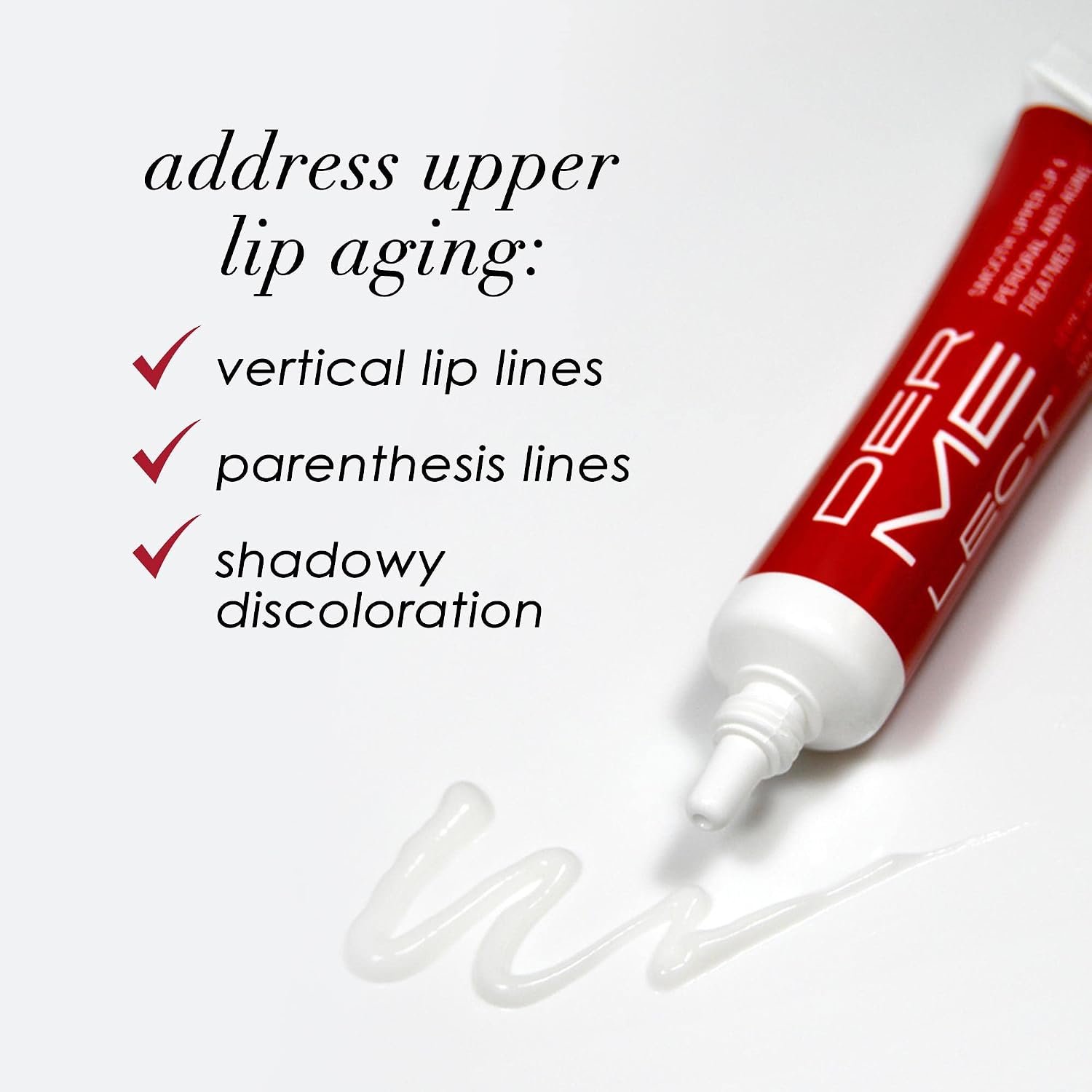 Dermelect Smooth Upper Lip Anti Aging Cream - with Hyaluronic Acid, Collagen, Retinol, Brightening & Smoothing Cream for Lip Lines, Smile Lines, Discoloration, Lipstick Bleeding and Feathering, 0.5 oz - Image 2