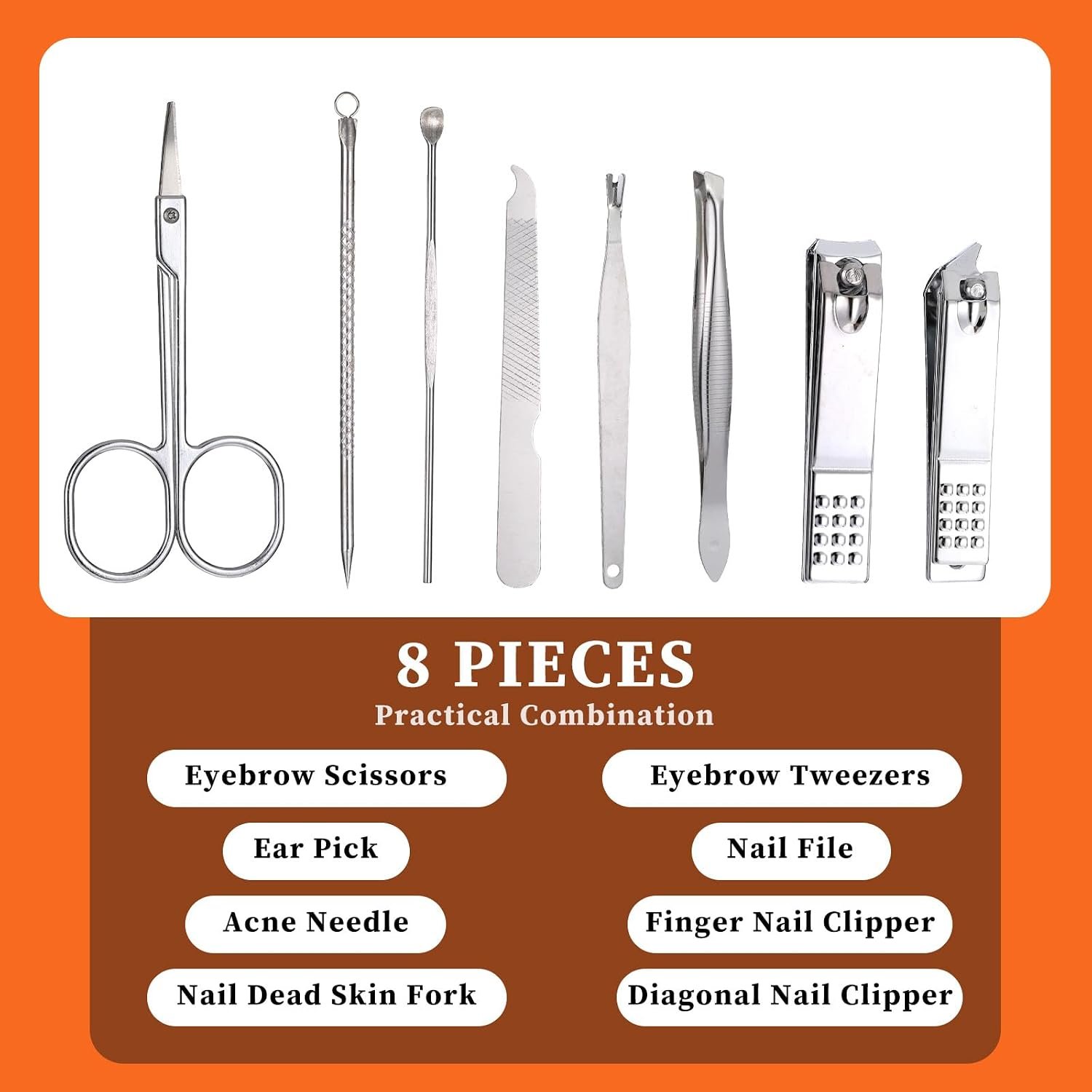24 Set Bulk Manicure Kit Nail Set Stainless Steel Pedicure Professional Nail Care Kit with Stainless Steel Tools Portable Grooming with Travel Case, Gift for Men Women (Black,8 in 1) - Image 3