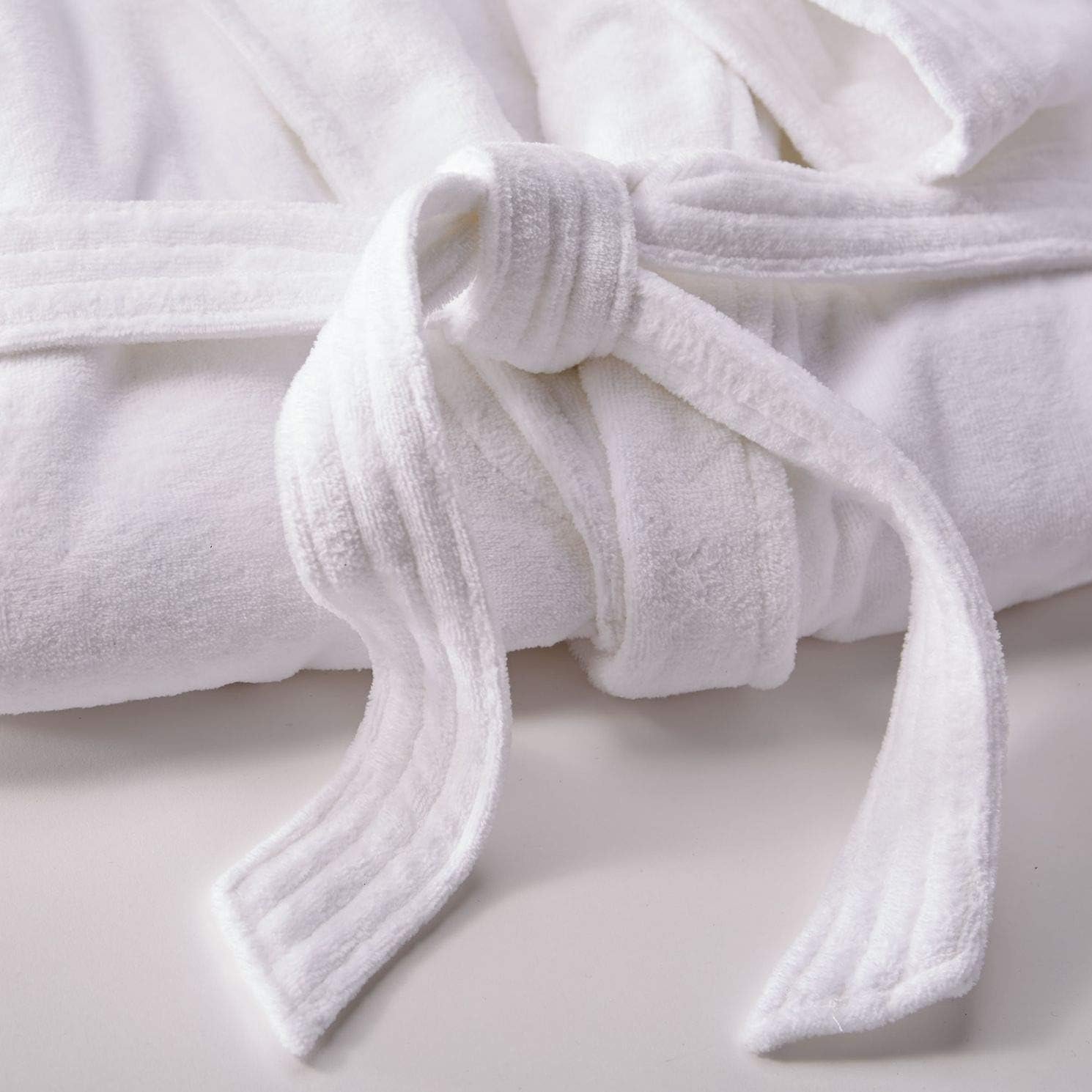 Marriott Terry Velour Bathrobe - Luxury 100% Cotton Hotel Spa Robe - Plush, Absorbent, Machine Washable - Shawl Collar, One Size - Image 4
