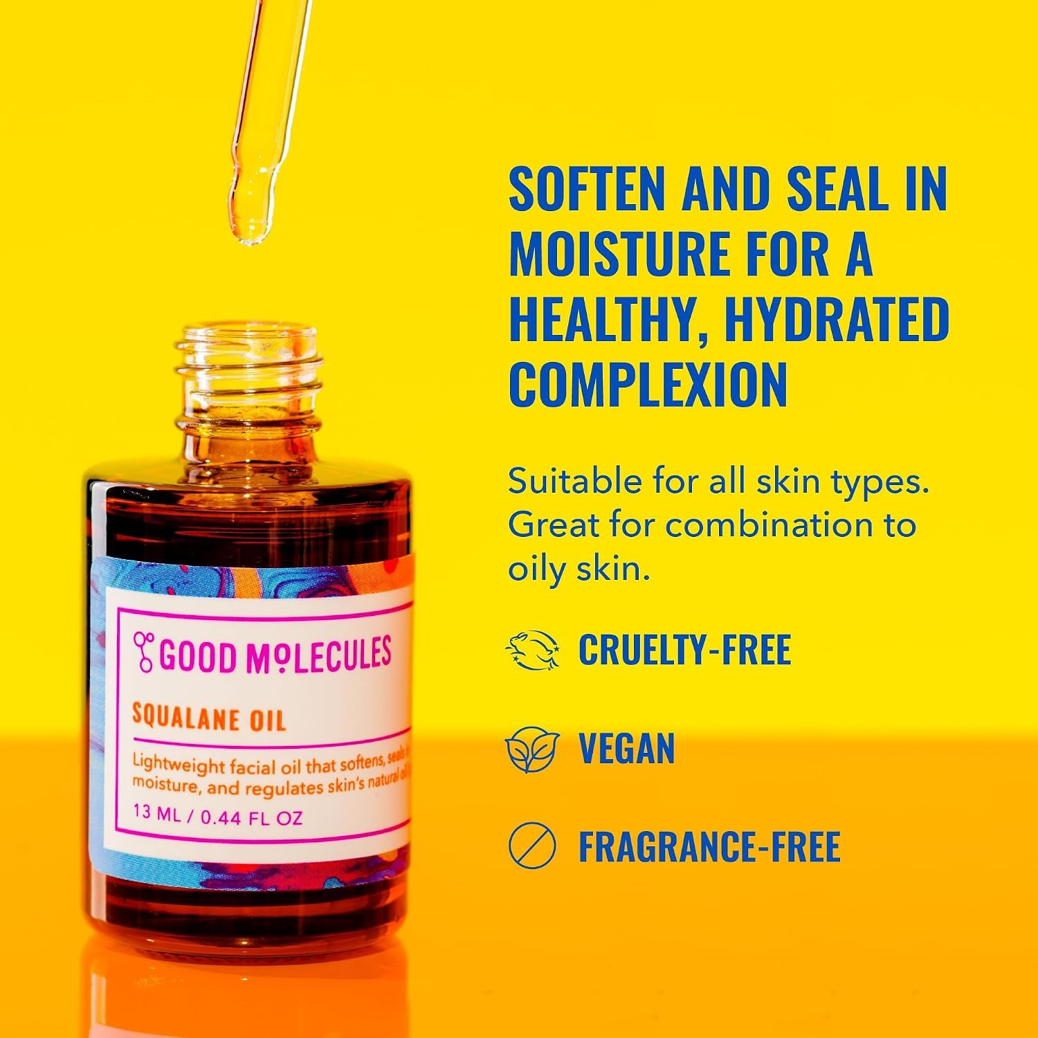 Good Molecules Squalane Oil for Face, Lightweight Facial Oil, 13 ml | Lightweight facial oil that softens and moisturizes skin. Suitable for all skin types. - Image 2
