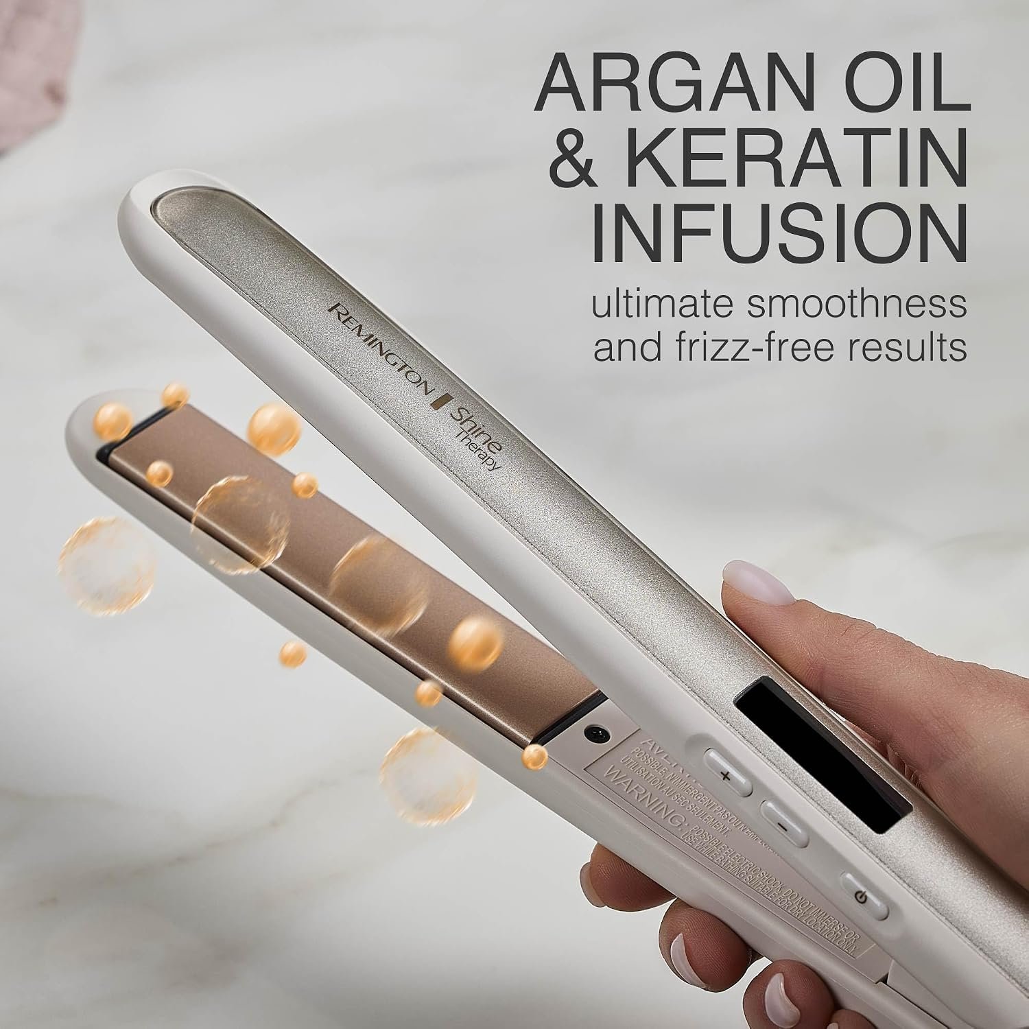 Remington Shine Therapy 1 Inch Hair Straightener, Argan Oil & Keratin | Keratin ceramic plates deliver smooth results; this flat iron reduces frizz for ideal hair styling. - Image 6