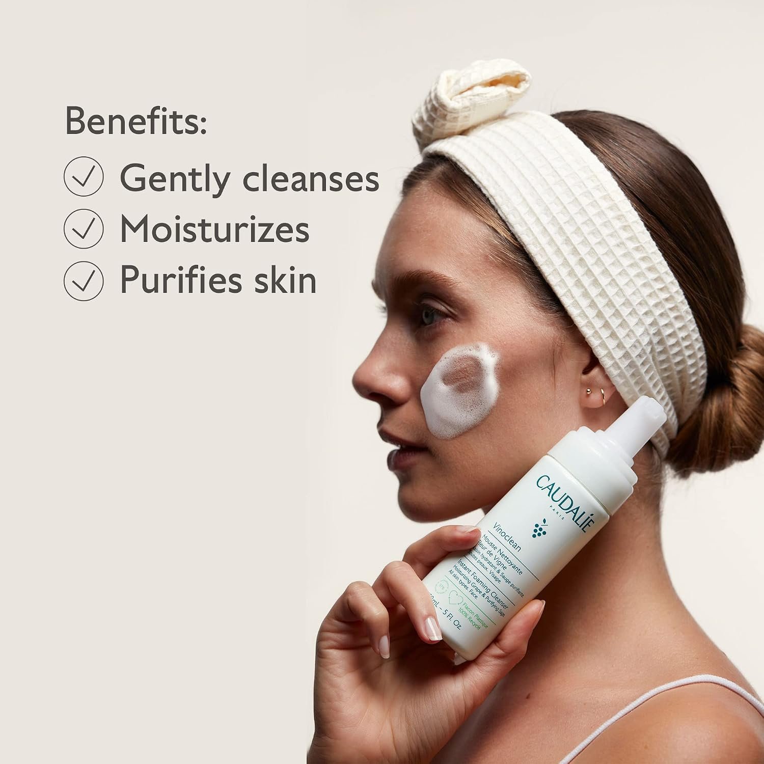 Caudalie Vinoclean Gentle Instant Foaming Facial Cleanser for All Skin Types - Image 6