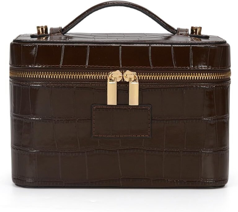 HiTotes Makeup Bag Crocodile Vanity Case for Women Travel Cosmetic Bag Leather Toiletry Bags Makeup Organizer Case