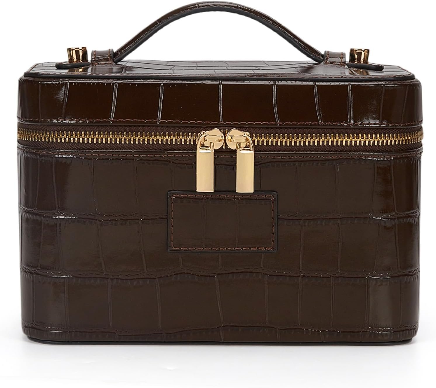 HiTotes Makeup Bag Crocodile Vanity Case for Women Travel Cosmetic Bag Leather Toiletry Bags Makeup Organizer Case
