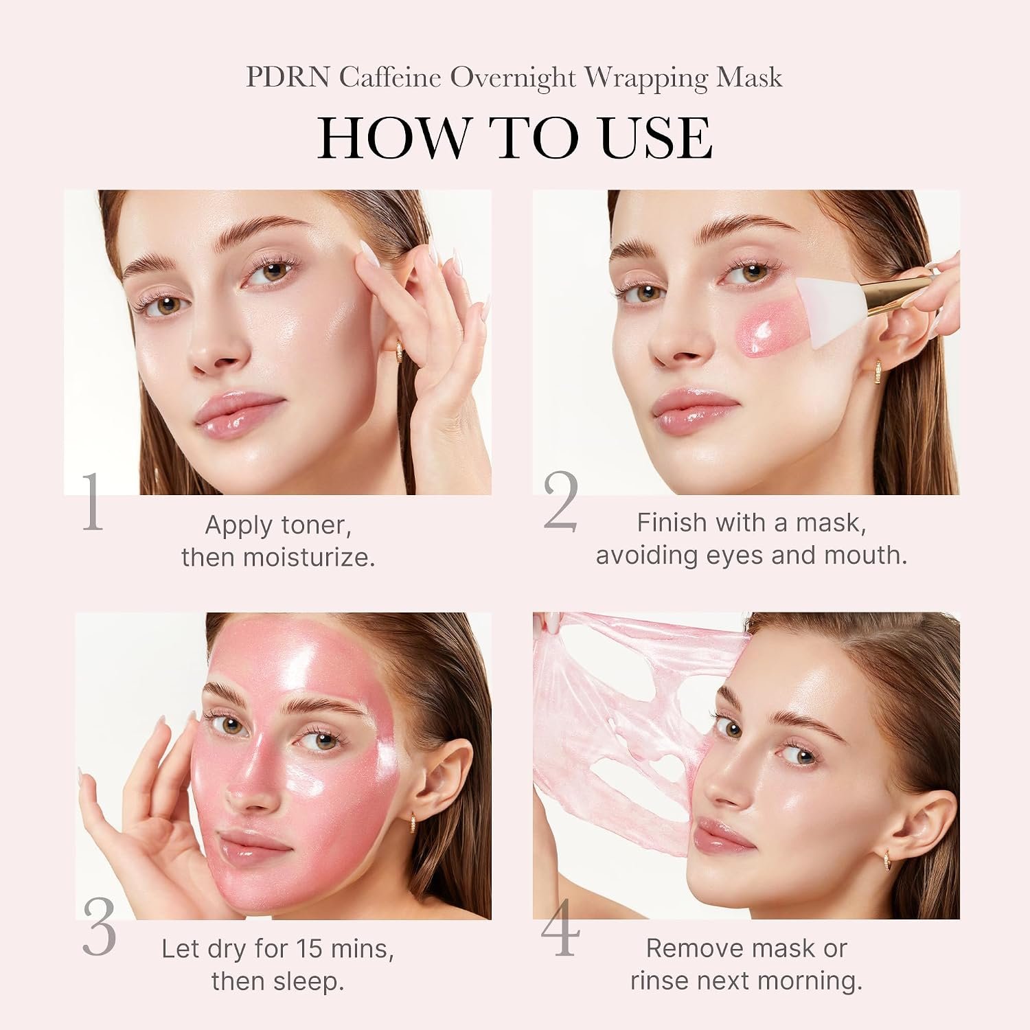 medicube Wrapping Mask PDRN Caffeine - Overnight Peel Off Facial Mask | Caffeine & Collagen for Glass Skin & Face Contour Support - Firming, Depuffing & Hydration, Korean Skin Care, 2.53 fl.oz - Image 5