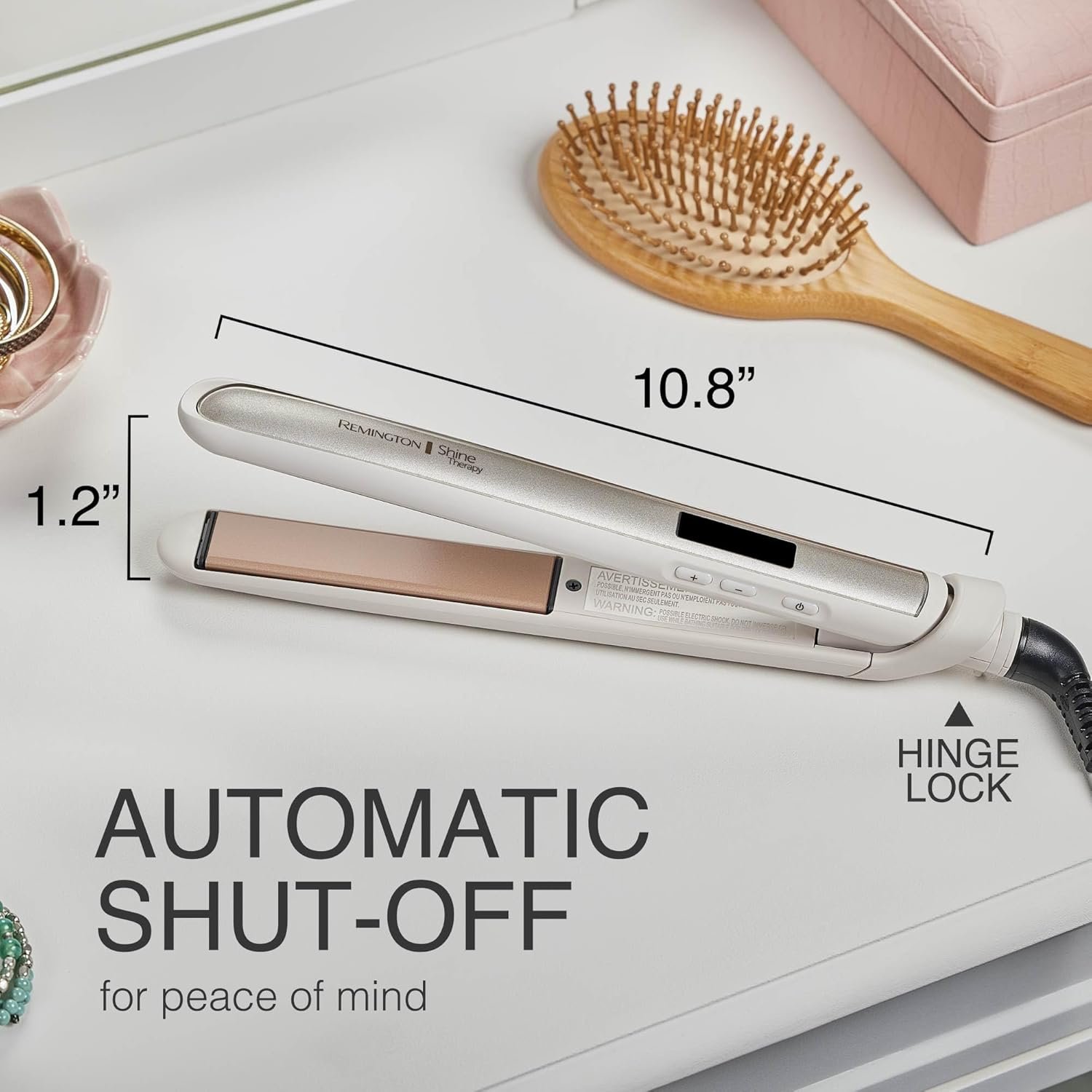 Remington Shine Therapy 1 Inch Hair Straightener, Argan Oil & Keratin | Keratin ceramic plates deliver smooth results; this flat iron reduces frizz for ideal hair styling. - Image 4