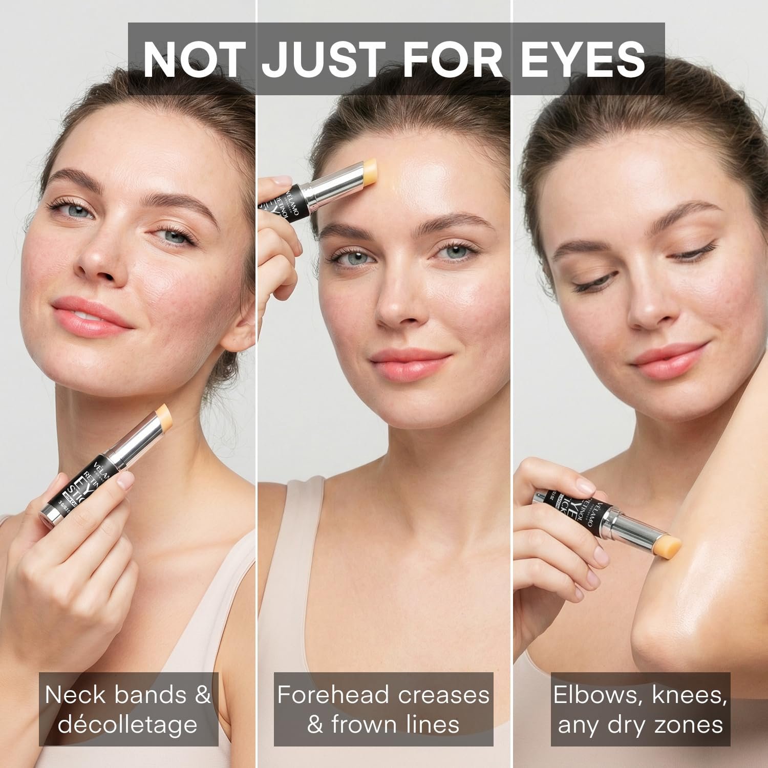 VELAMO ADVANCED Retinol Eye Stick: Retinol Eye Cream for Dark Circles and Puffiness with 1% Bakuchiol and Caffeine - Visibly Reduces Fine Lines Wrinkles Under Eye Bags with Upgraded Formula 0.1 OZ/3g - Image 6