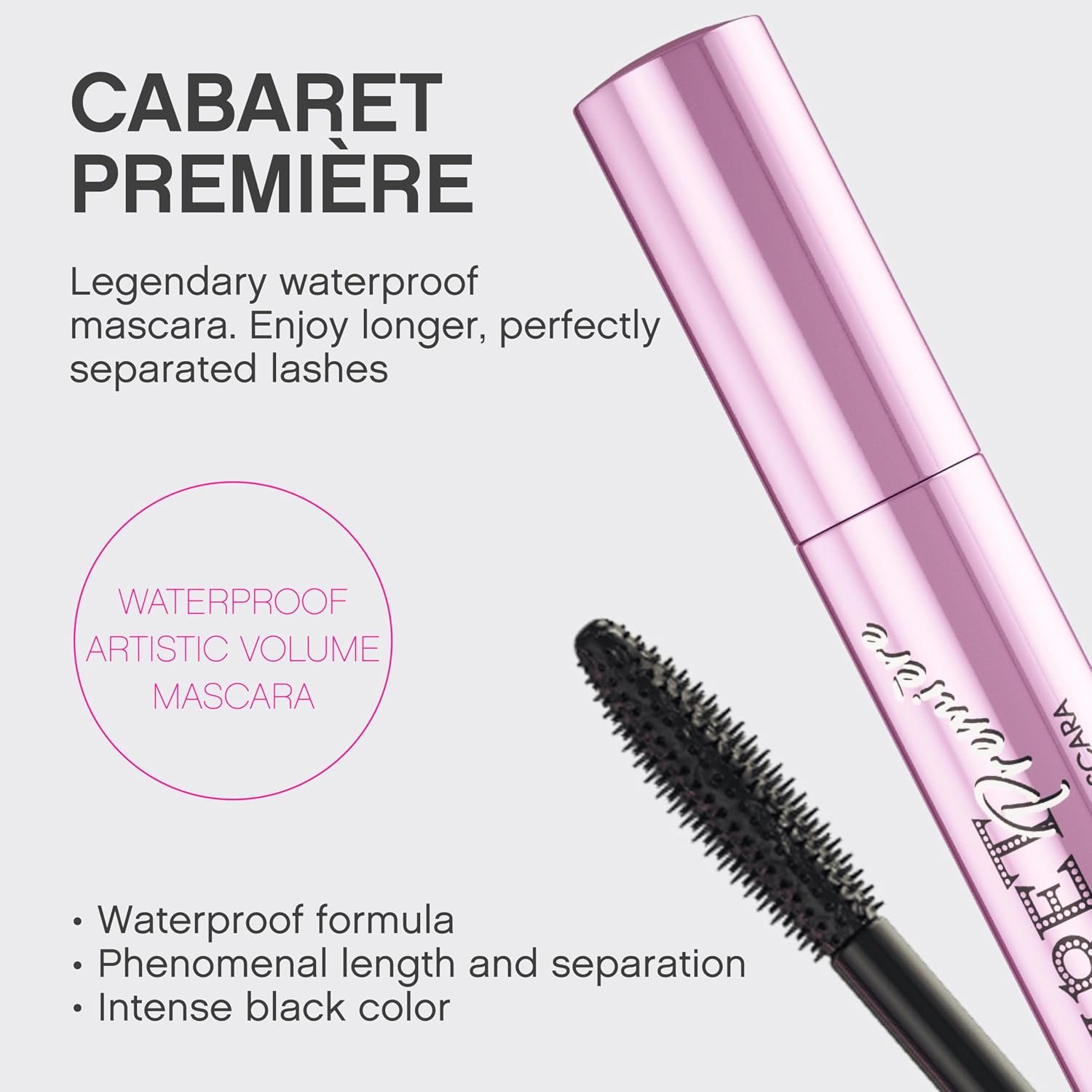 Vivienne Sabó Cabaret Premiere Black Waterproof Mascara, Volume and Length, Curling, No Flaking, No Clumping, Smudge Proof, Washable, Cruelty-Free, Made in Europe, (01 Black), 0.3 Fl Oz, 1 Pack - Image 2