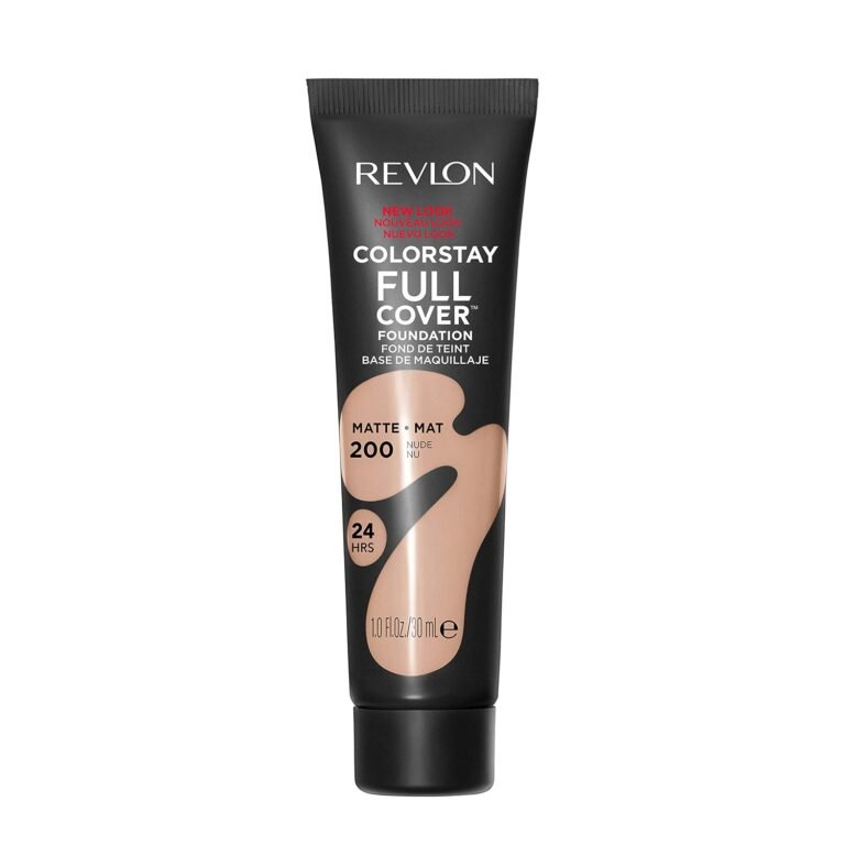 Revlon ColorStay Full Cover Foundation, 200 Nude, 1.0 fl oz | Full-coverage longwear matte foundation. Lightweight, heat & sweat resistant face makeup.