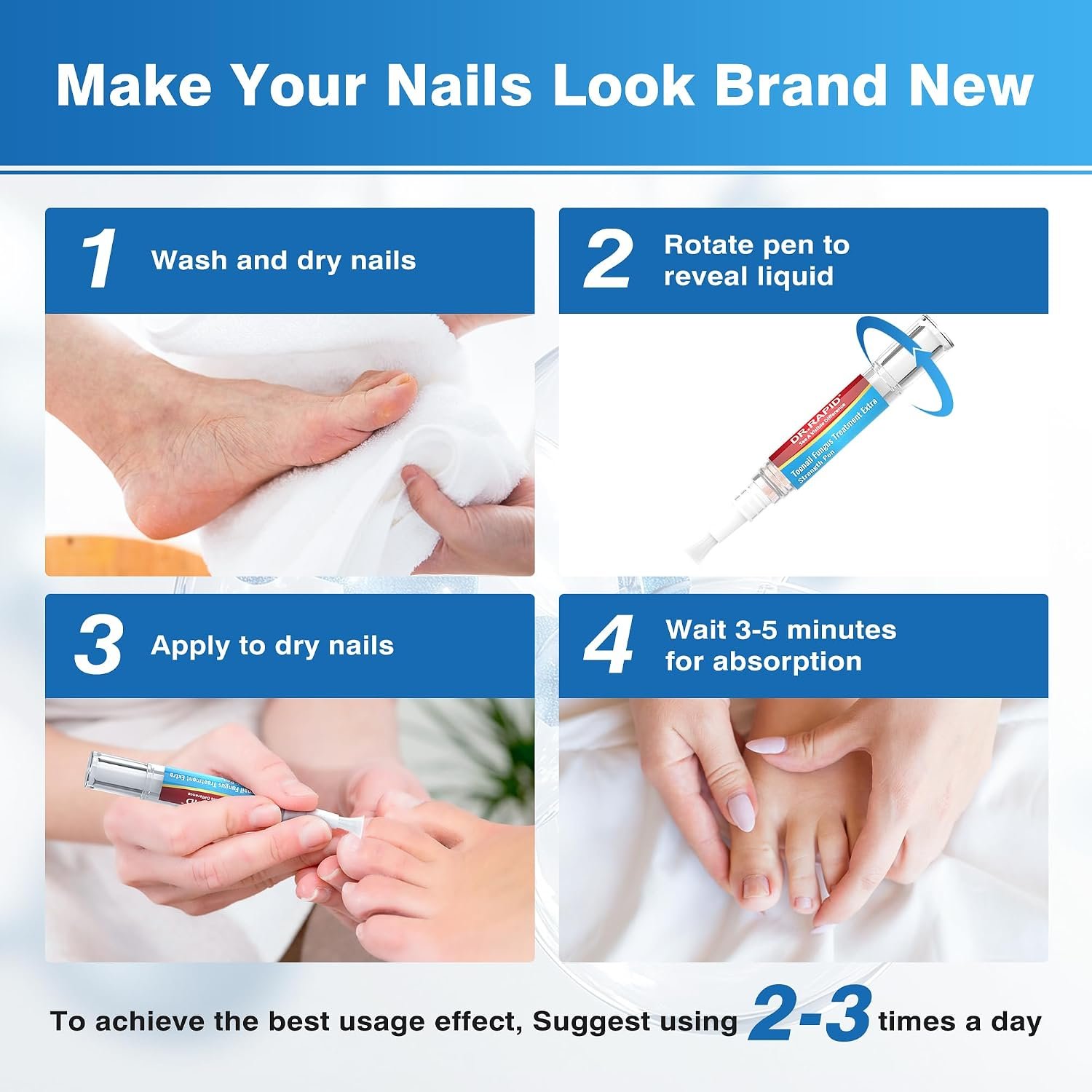 Toenail Fungus Treatment Extra Strength - DR.RAPID Toenail Fungus Treatment Pen with 25% Undecylenic Acid & Tolnaftate, Ideal for Fungus Treatment for Damaged Nails & Fingernails 5ml/0.18FLOZ 3Pcs - Image 9