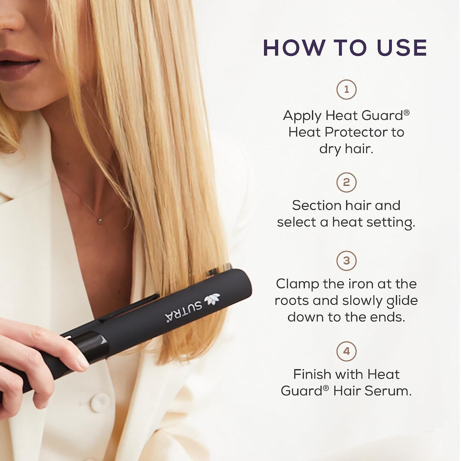 Sutra Professional IR2 Flat Iron - Ionic Infrared Hair Straightener with Adjustable Temperature, Auto Shut-Off & Swivel Cord - Straight Iron for Straightening Hair - Rose Gold Titanium Plate - Image 4