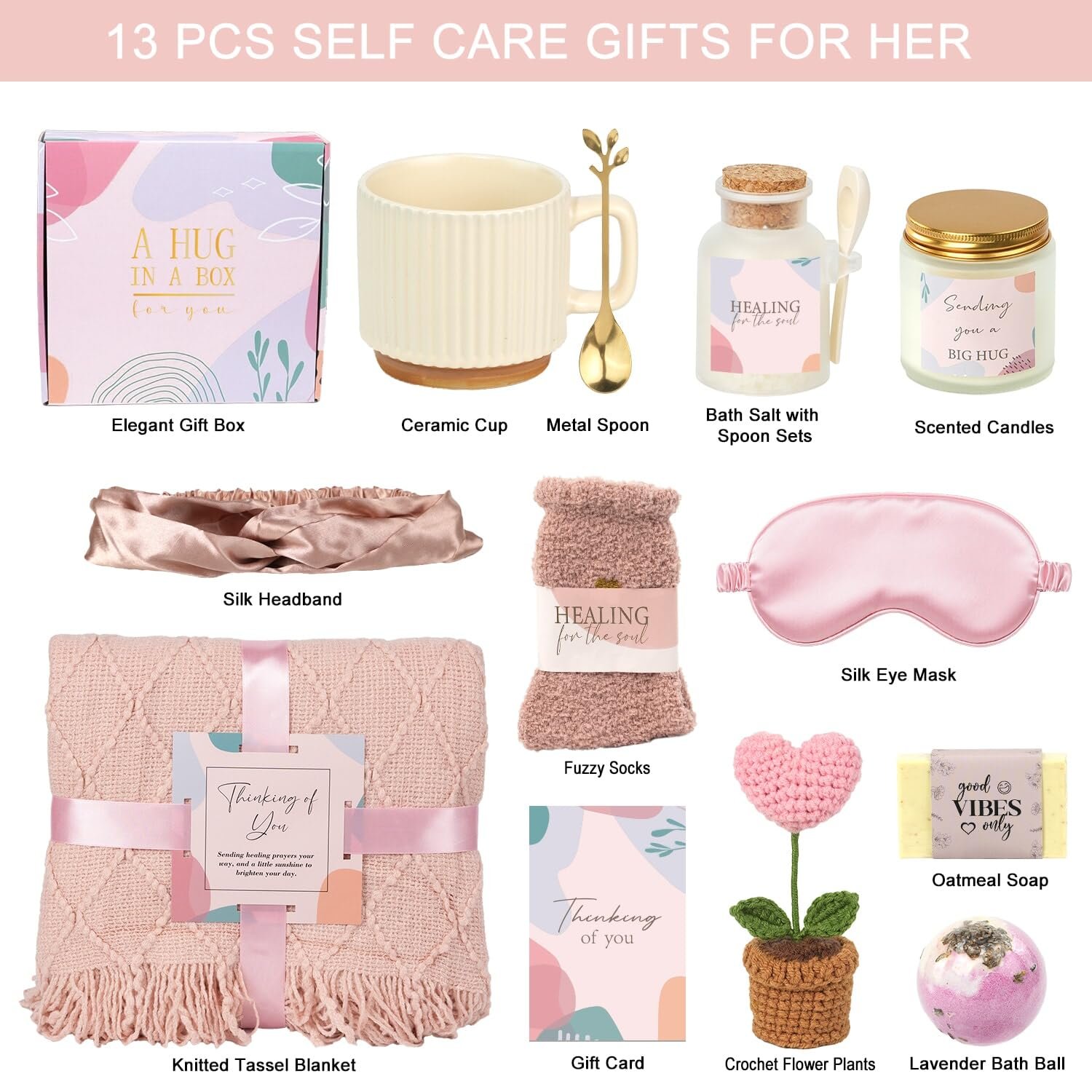 Pink Birthday Care Package for Women Teen Girls, Get Well Gifts for Woman | Get Well Soon Spa Gift Baskets for Women, Womens Relaxation Self Care Thinking of You Gifts Box for Mom Sister Friends Her - Image 2